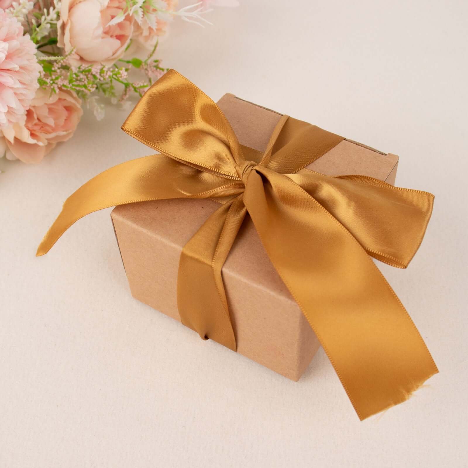 Special Offer! 50-Yard 1.5-Inch Single-Faced Gold Decorative Satin Ribbon Roll