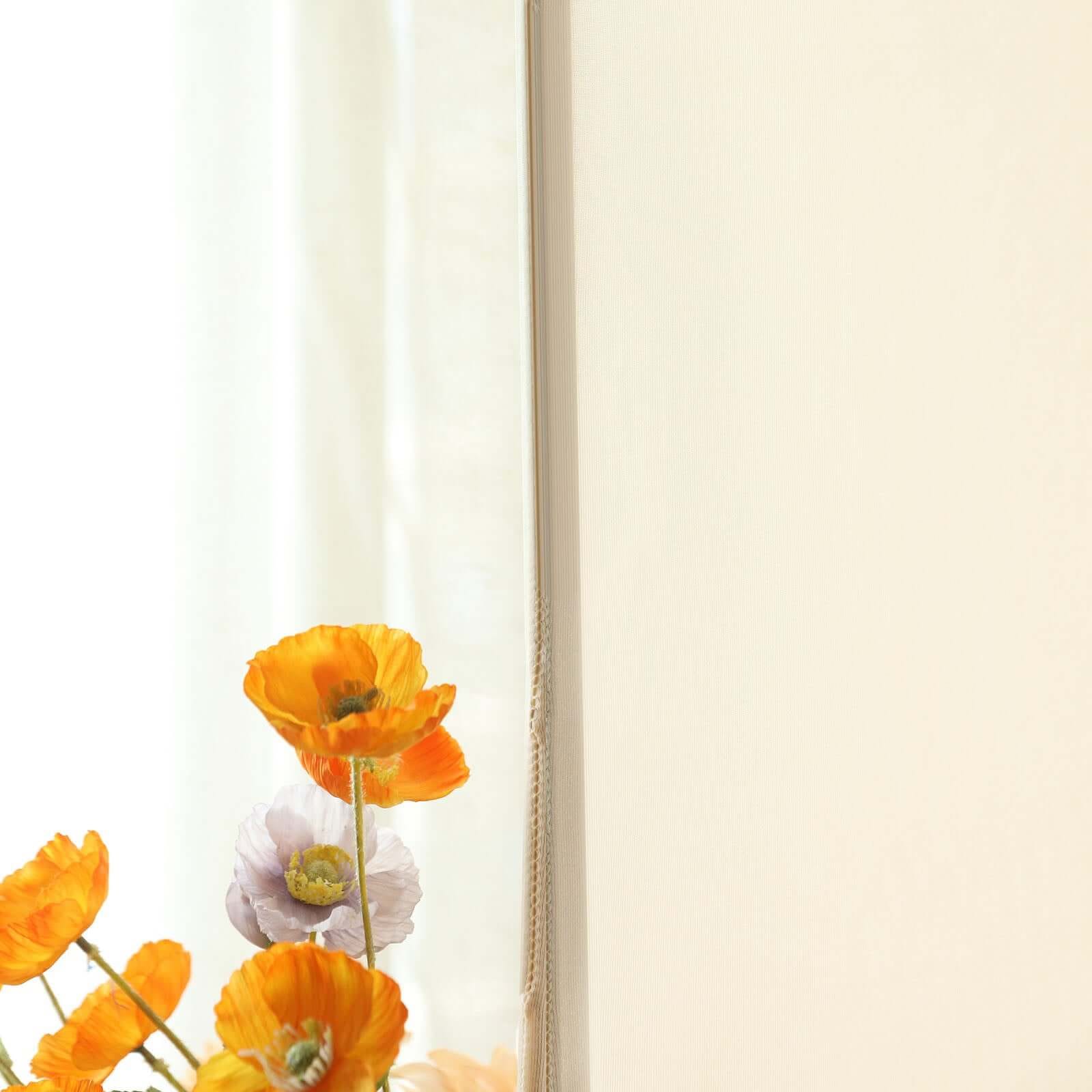 Hot Deal! Set of 2 Beige Spandex Fitted Covers for Round Top & Double Arch Wedding Backdrop Stands (6ft, 8ft)