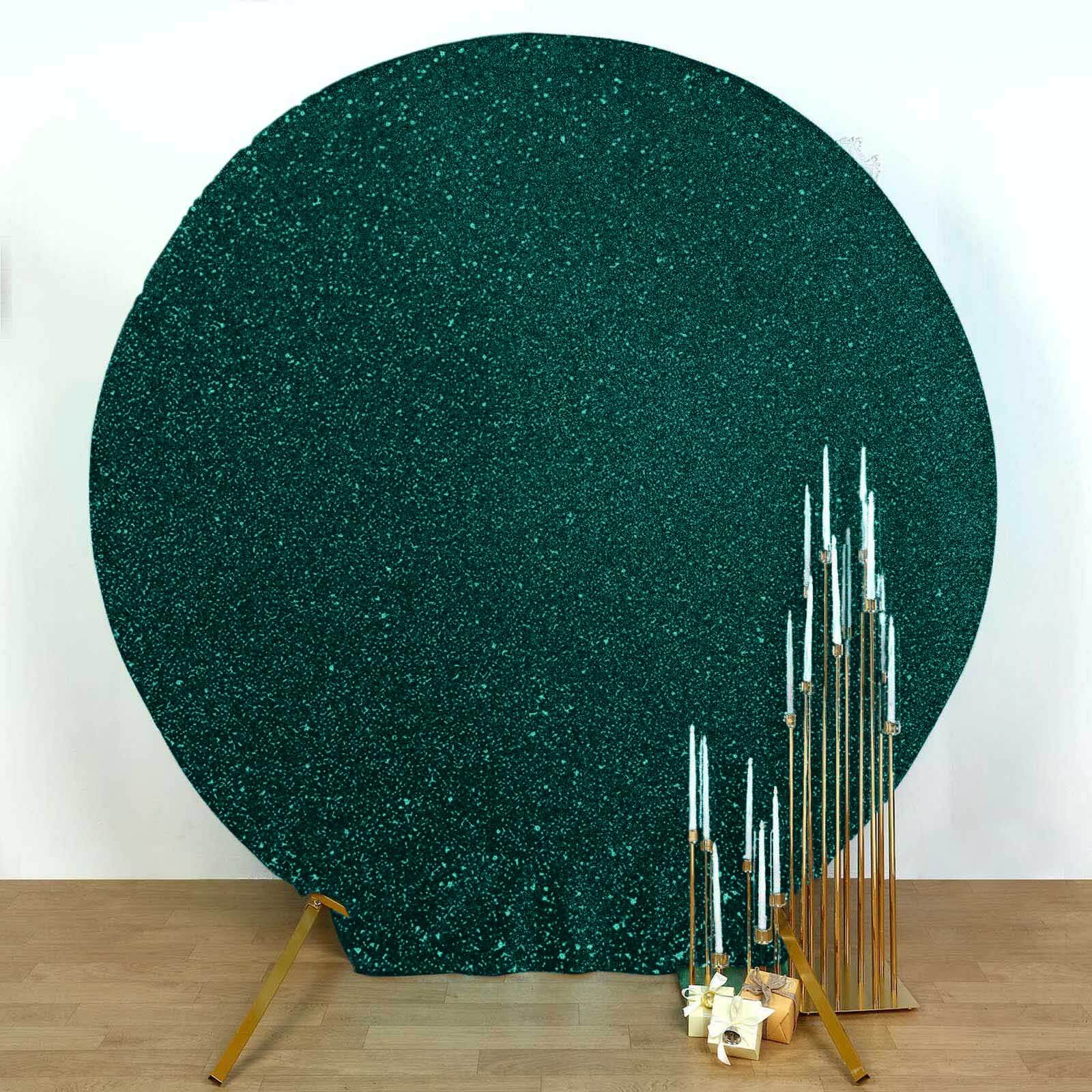 Hot Deal! 7.5ft Hunter Emerald Green Metallic Shimmer Tinsel Spandex Double-Sided Wedding Arch Backdrop