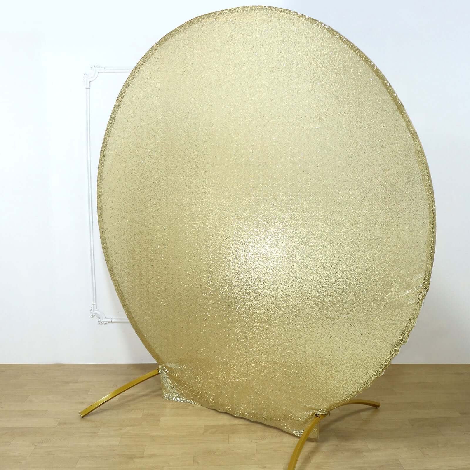 Exclusive 7.5ft Champagne Sequin Round Wedding Arch Cover, 2-Sided Shiny Photo Backdrop