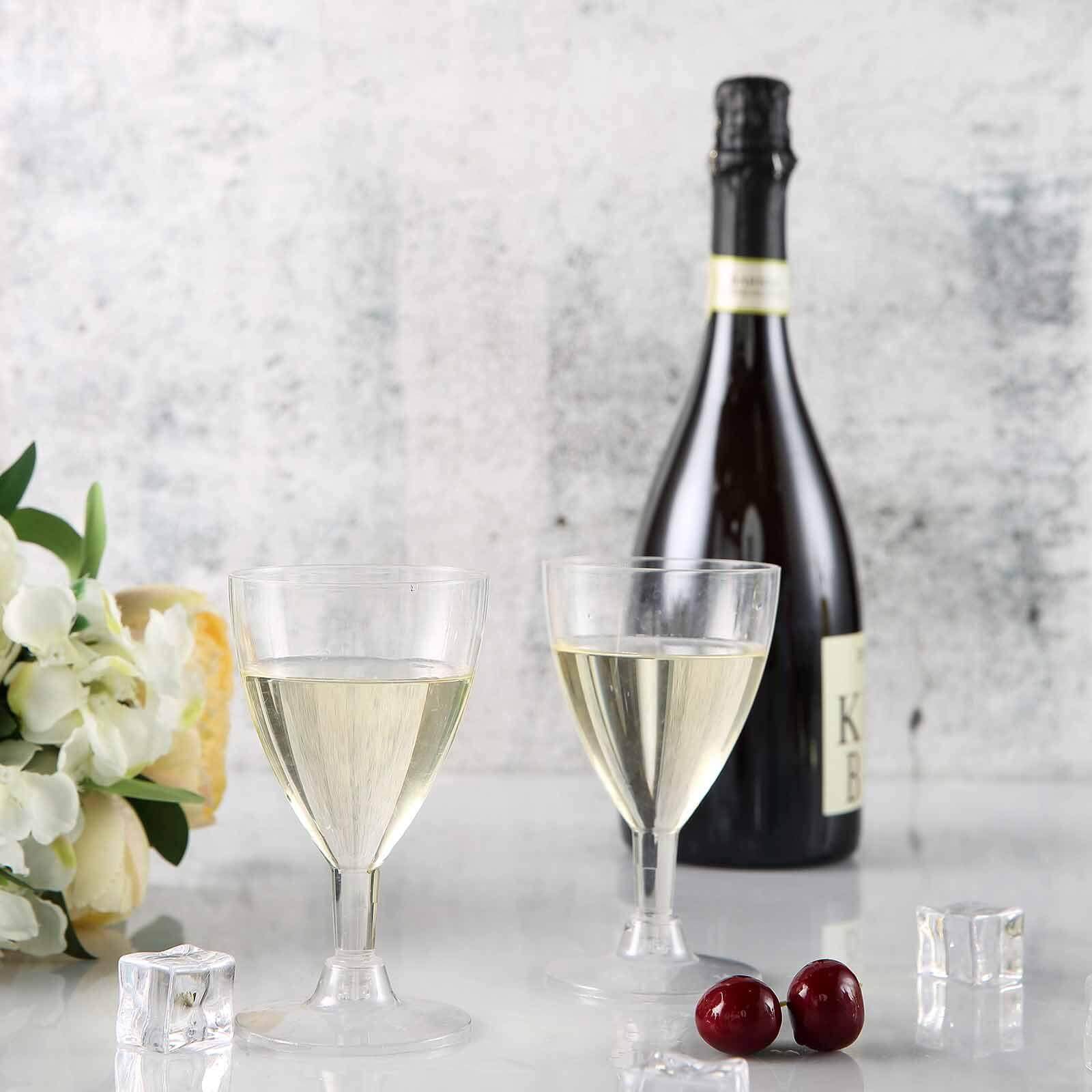 Hot Deal! 12-Pack 6oz Clear Plastic Disposable Wine Glasses with Short Hollow Stem