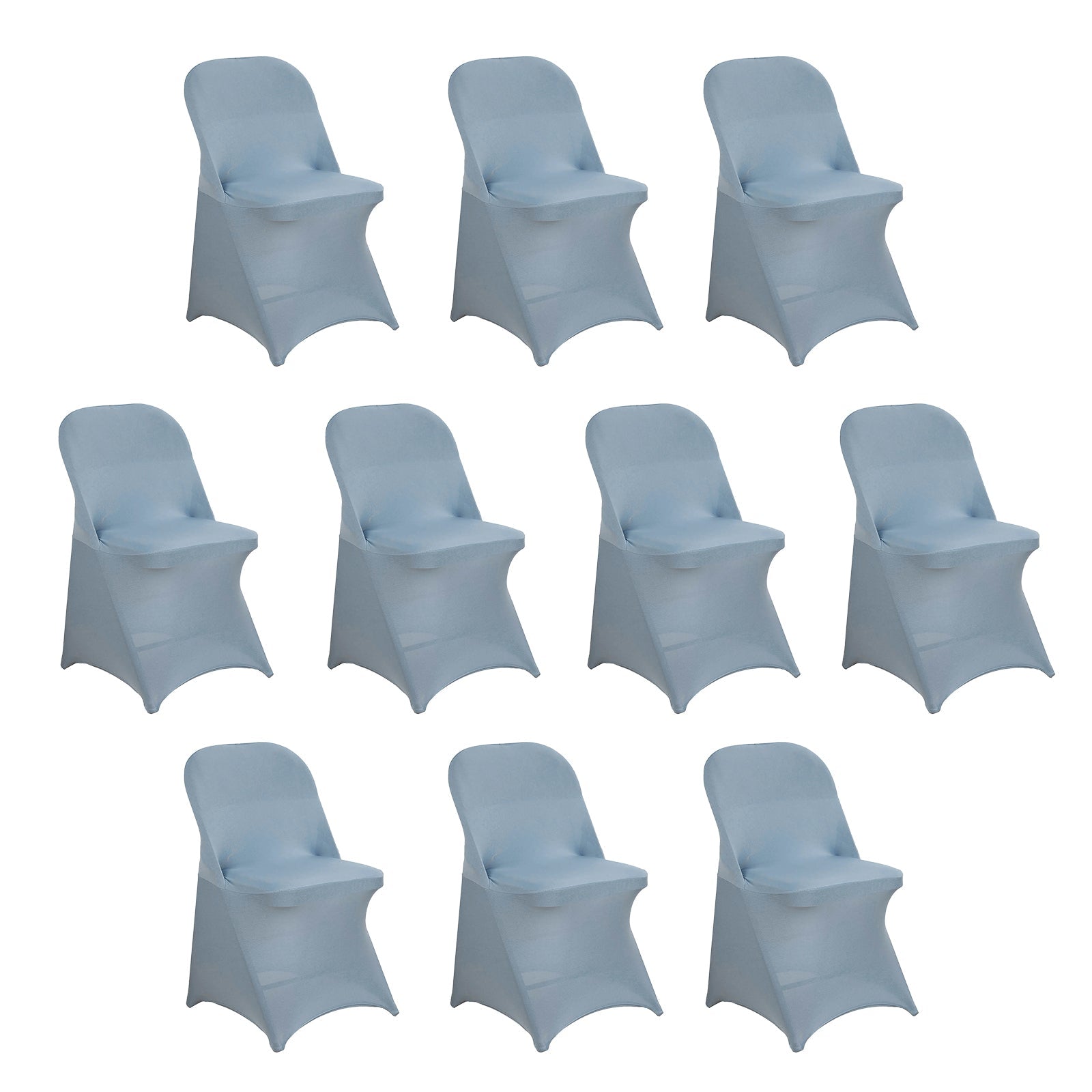 10-Pack Durable Dusty Blue Spandex Chair Covers for Folding Chairs - 160GSM Fitted Slipcovers