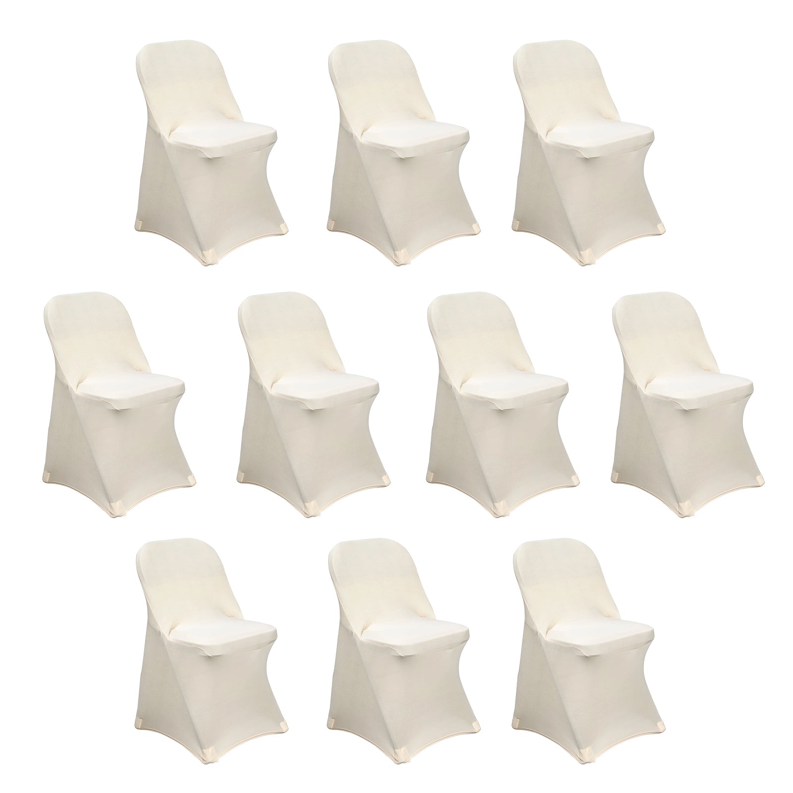 10-Pack Durable Beige Spandex Stretch Chair Covers for Folding Chairs - Great Deal!