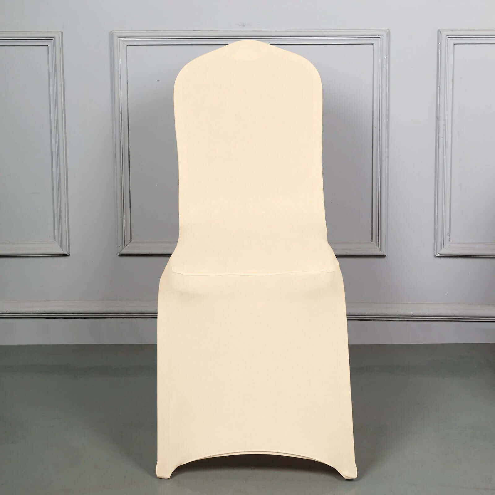 Beige Stretch Spandex Chair Cover for Banquet Chairs - 160GSM Premium Fabric