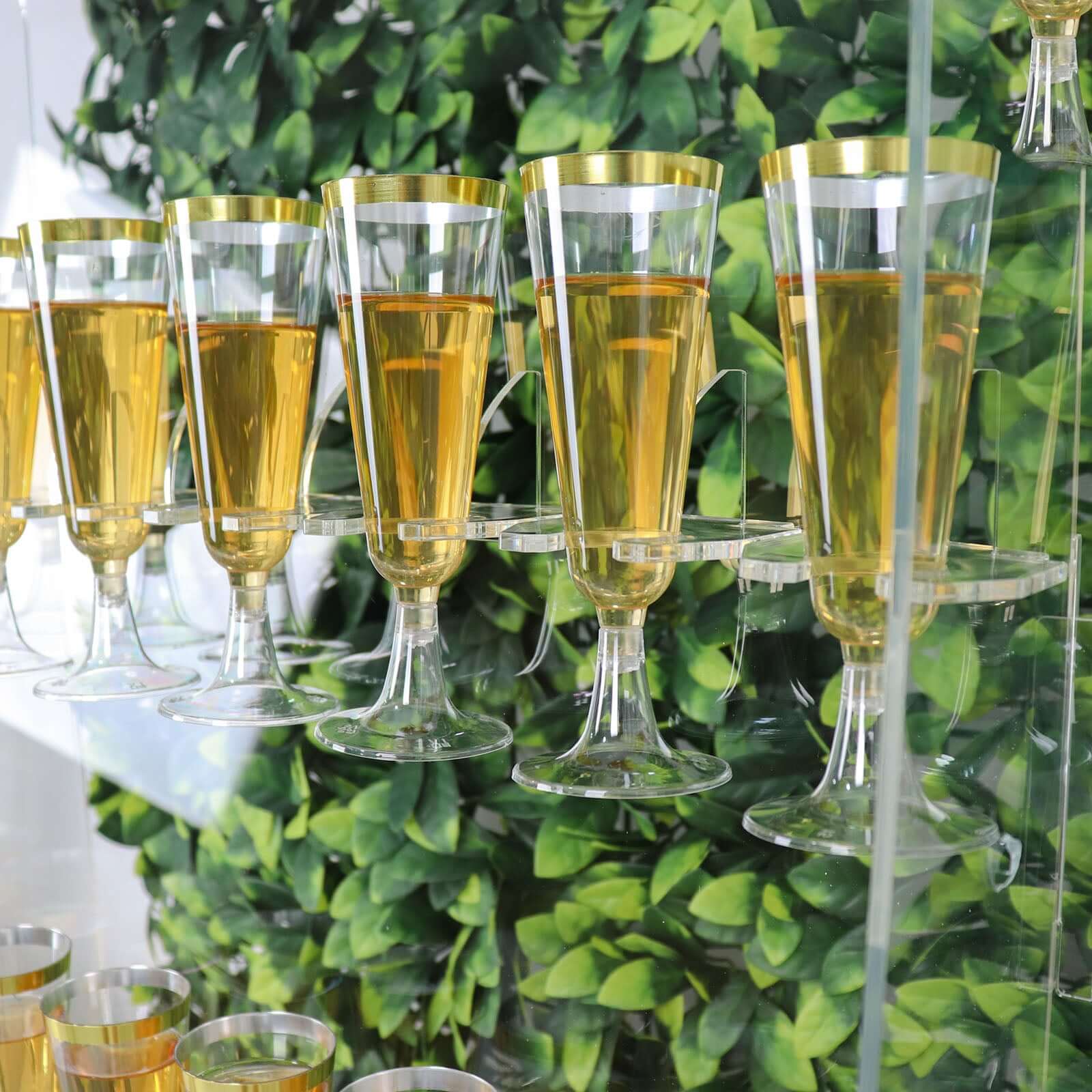 5-Foot Clear 5-Tier Acrylic Champagne Wall Glass Holder for 40 Stemware, Ideal for Classy Events