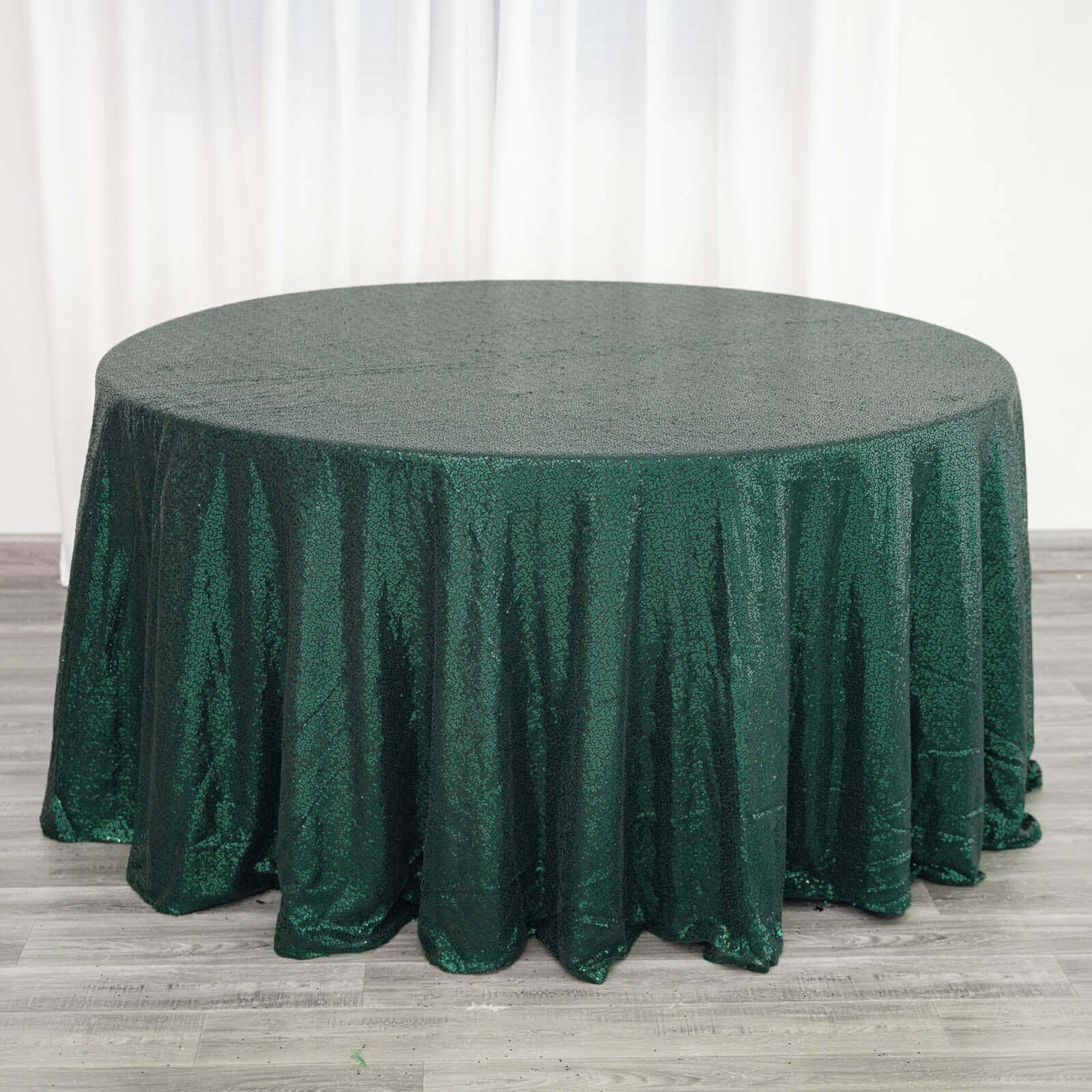 Hot! 120" Seamless Glittering Hunter Emerald Green Round Tablecloth