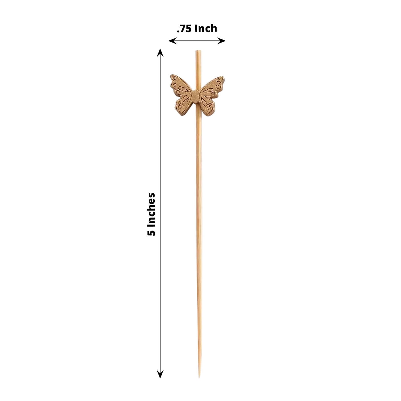 Eco-Friendly 100-Pack Bamboo Butterfly Cocktail Sticks - Perfect for Parties