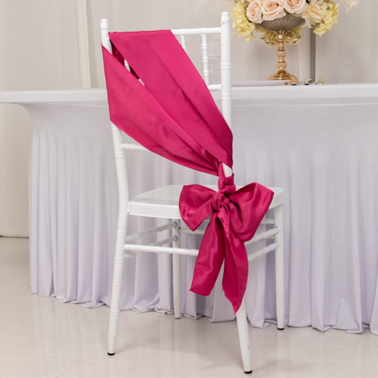 5-Pack Fuchsia Lamour Satin 6x106 Chair Sashes - Stylish & Reusable Decor