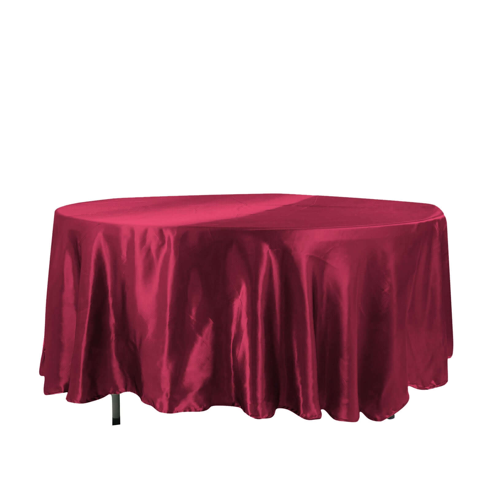 Hot Sale! Burgundy Satin 108-Inch Round Tablecloth - Smooth and Lustrous Table Cover