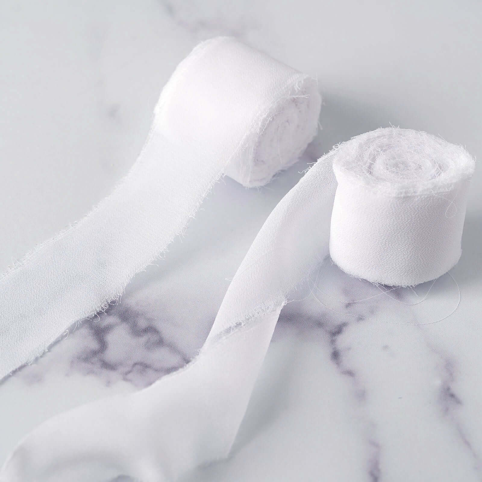 2-Pack White Silk-Like Chiffon Linen Ribbon Rolls for Wedding & Gift Wrapping - 6 Yards Each