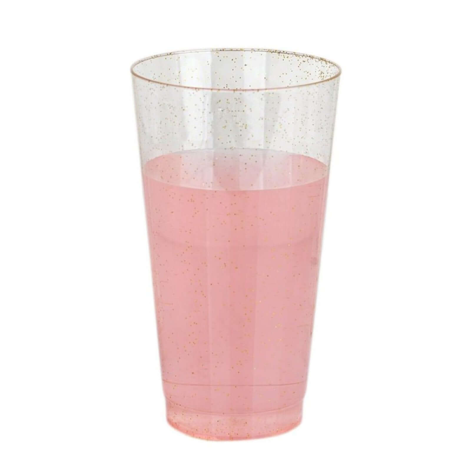 12-Piece Set of Durable Disposable 17oz Clear Plastic Party Cups with Gold Glitter