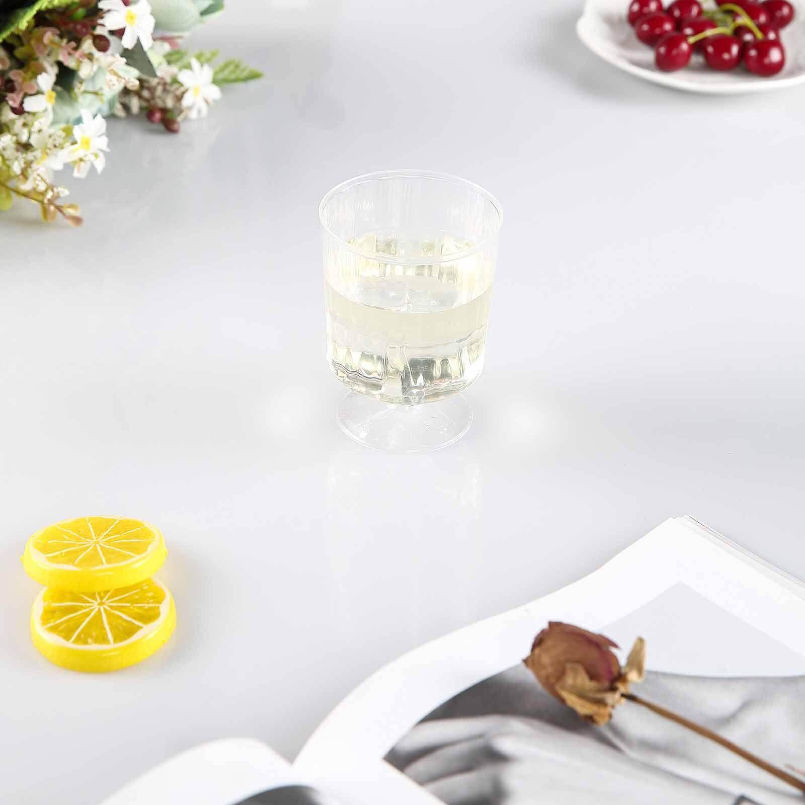 12-Piece Set of Clear Short Stem Plastic Wine Glasses - 8oz Durable Disposable Drinkware