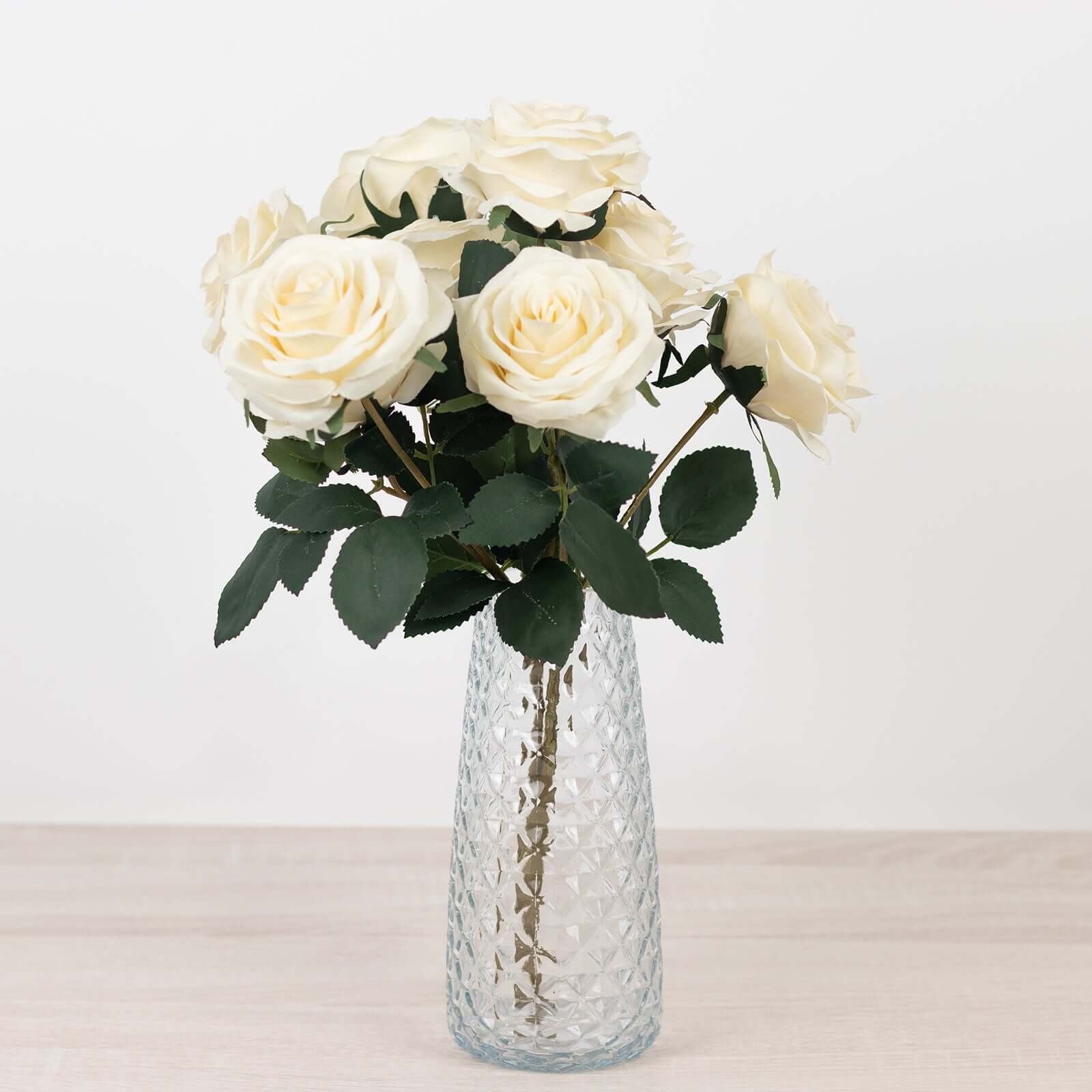 6-Pack Clear Glass Urn Vases with Diamond Cut Pattern - Ideal for Event Decor, 8.5 Inches