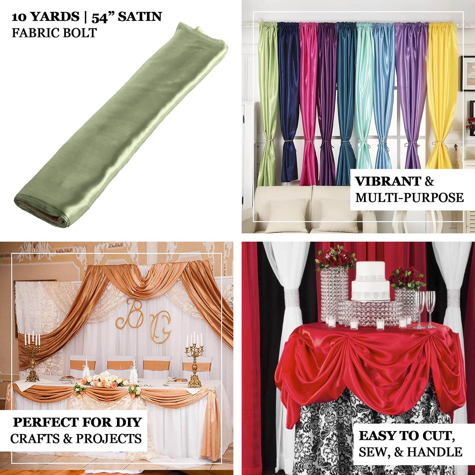 Hot Deal! 10-Yard Gold Satin Fabric Bolt for Diverse DIY and Decor Projects