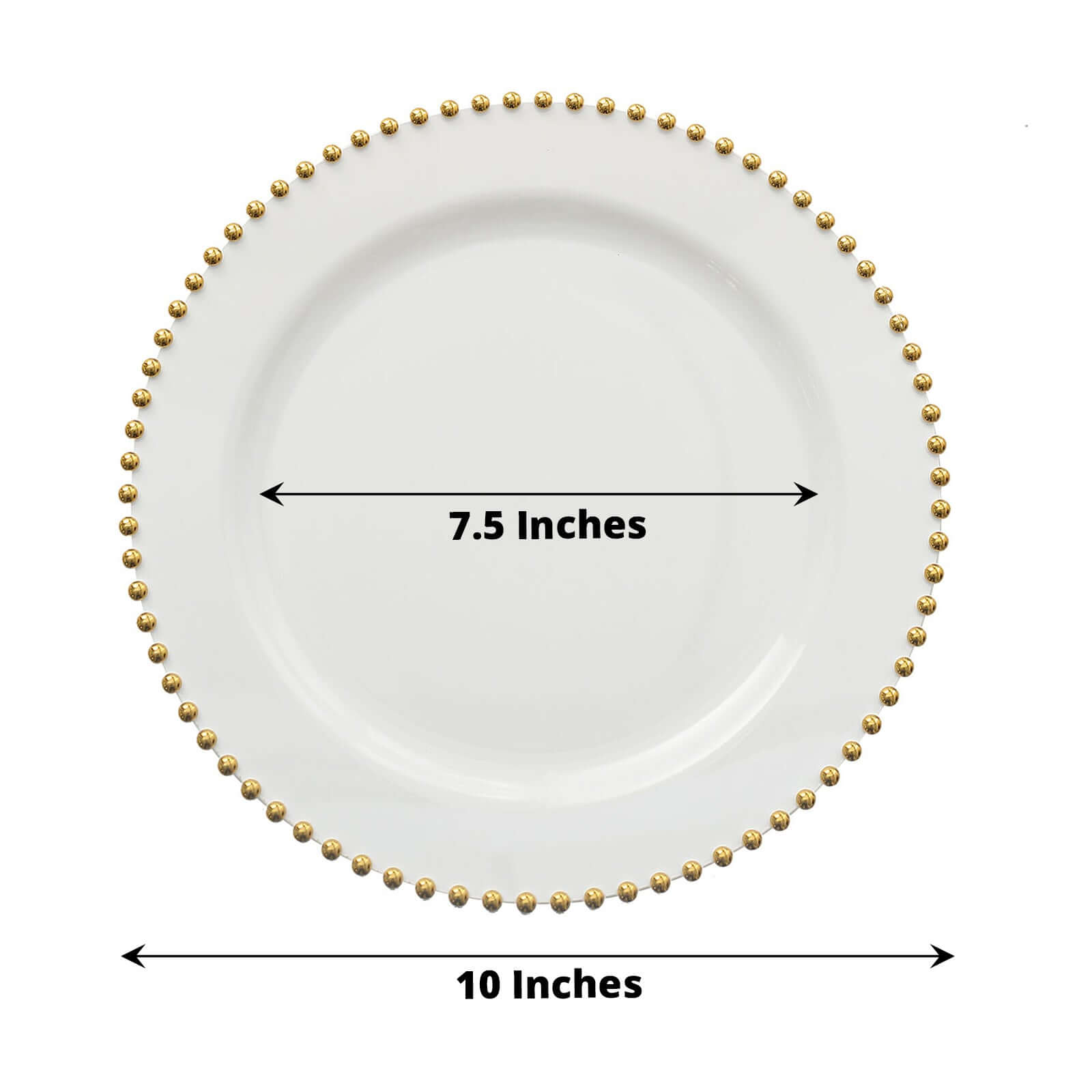 Get 10-Pack of Disposable Round Clear Plastic Dinner Plates with Gold Beaded Rim for Parties