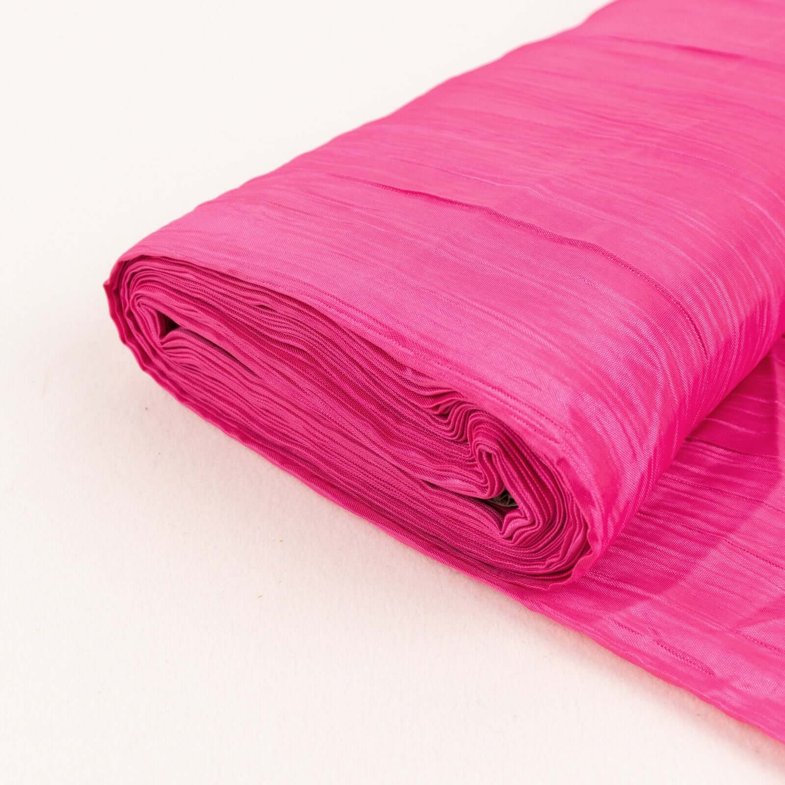 Hot Deal! 54'x10 Yards Fuchsia Accordion Crinkle Taffeta Fabric Bolt