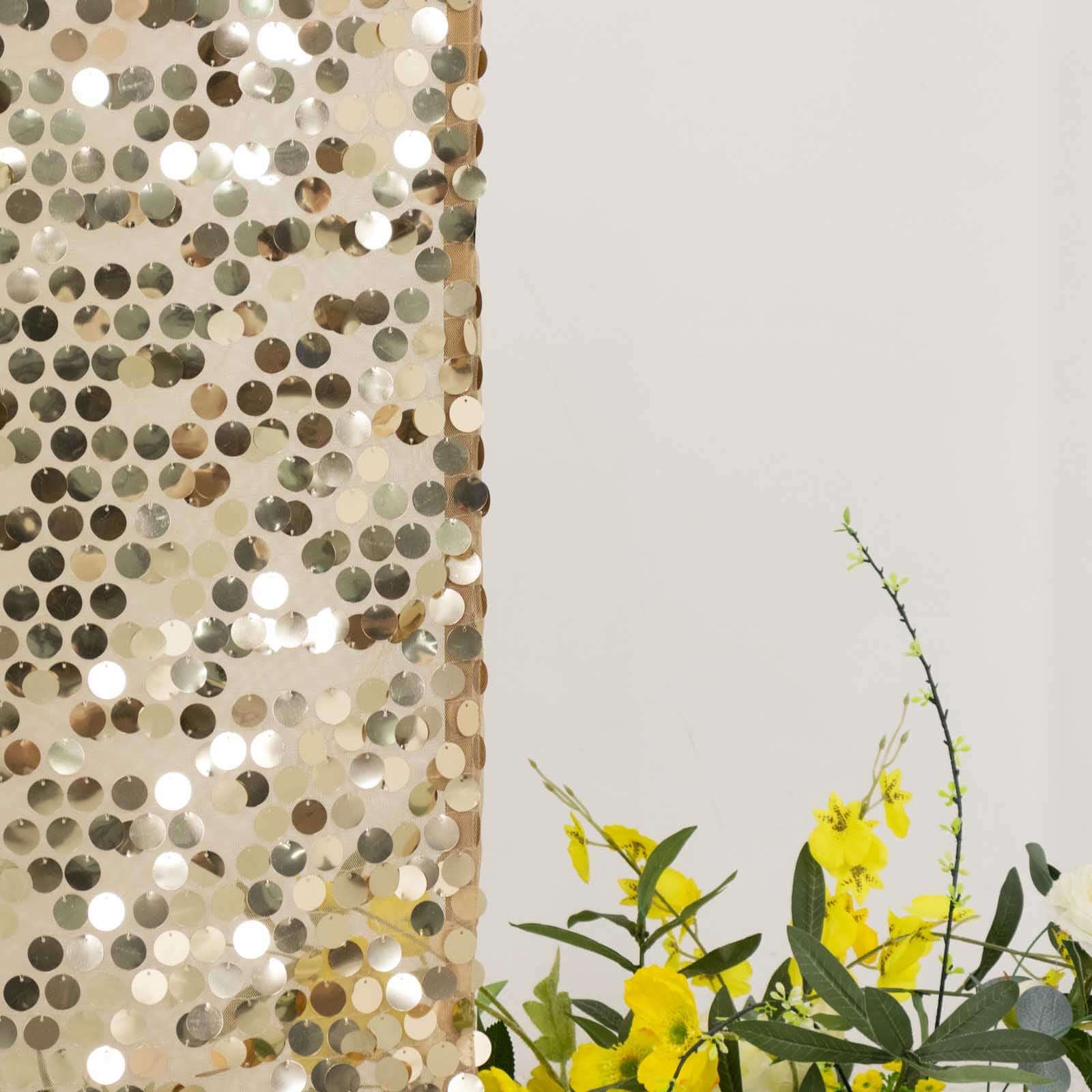 5ft Sparkly Champagne Sequin Fitted Cover for Round Top Wedding Arch - Ideal Decoration