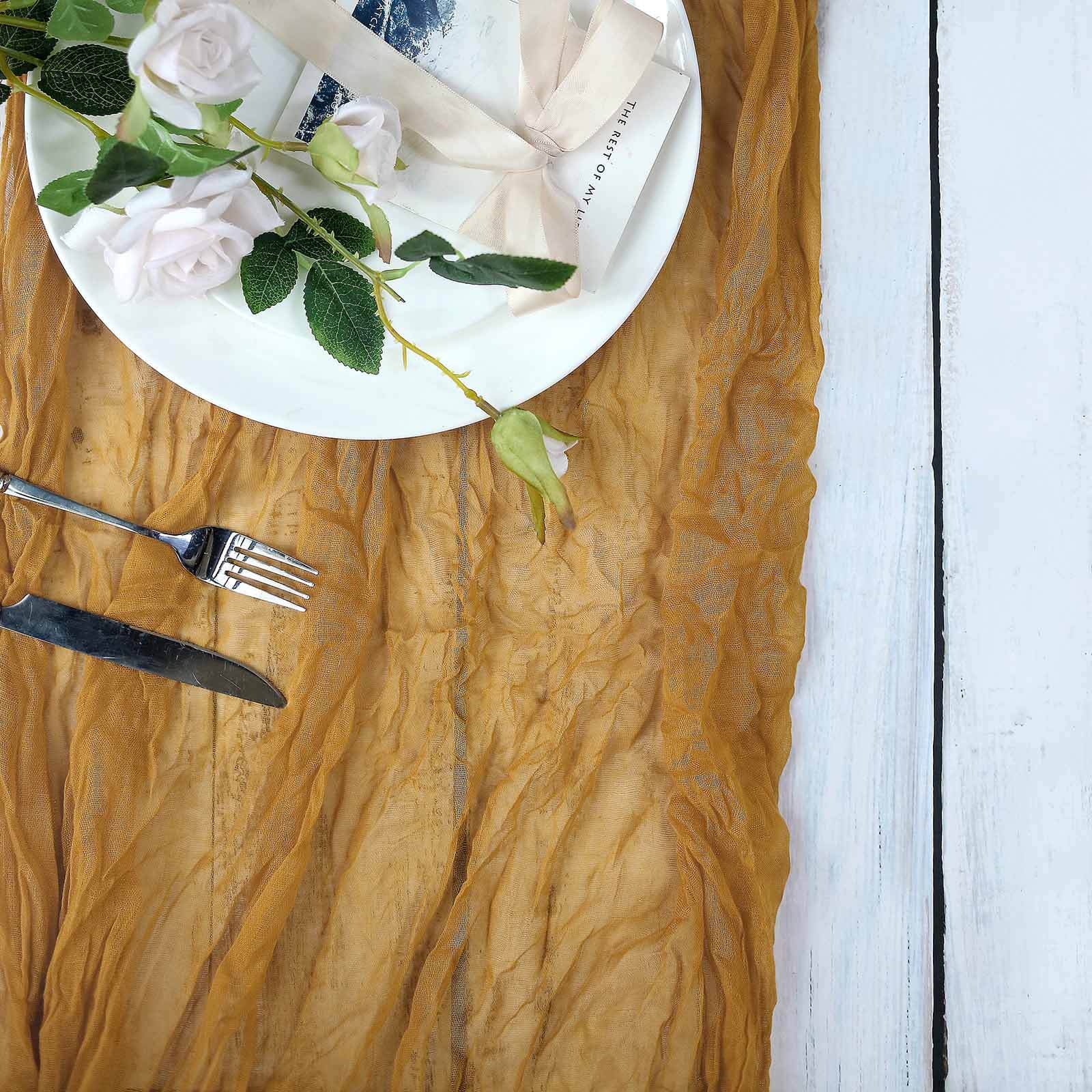 Hot! 10ft Mustard Yellow Gauze Cheesecloth Table Runner - Rustic Boho Style