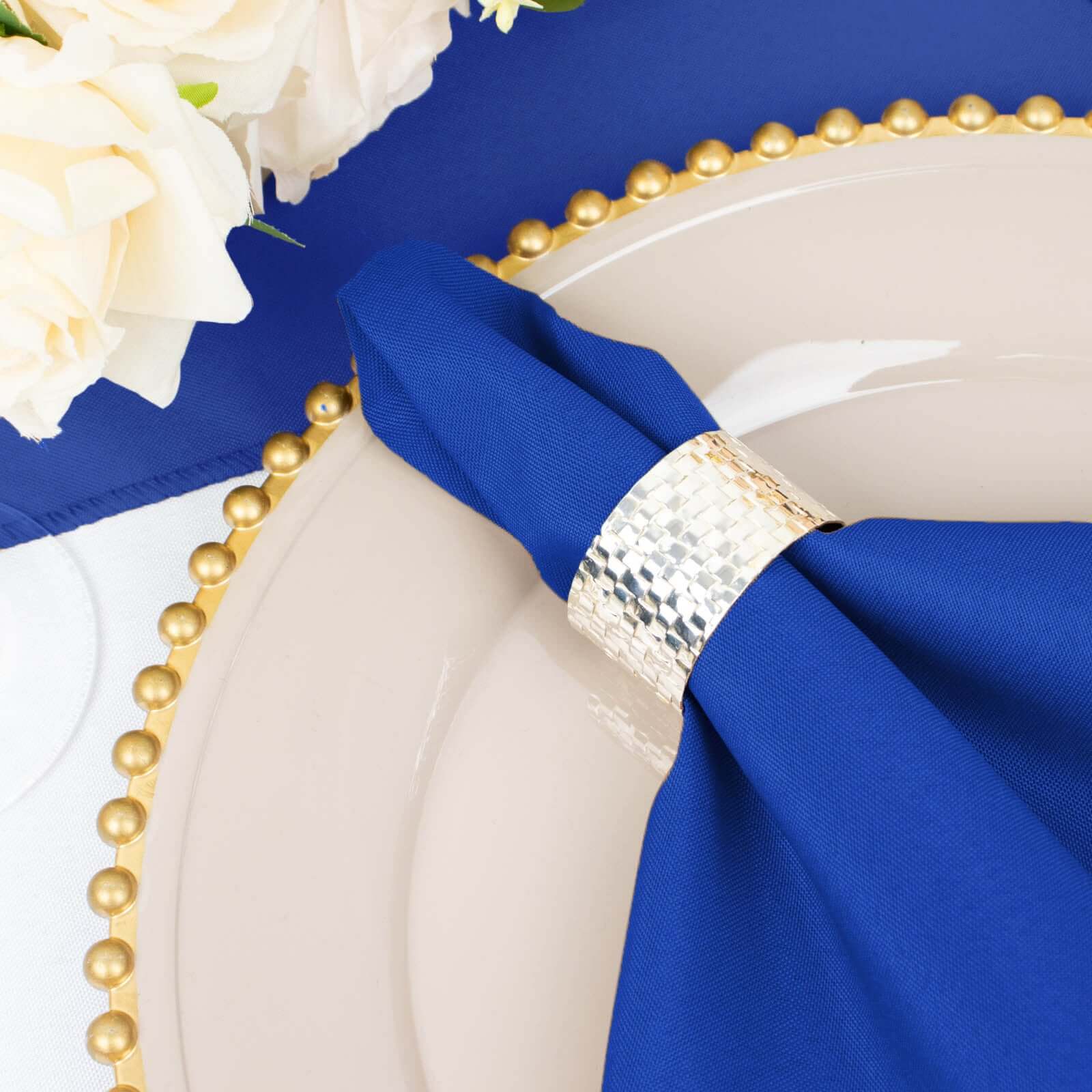 Great Deal! 5-Pack Royal Blue Polyester 20x20 Wrinkle-Resistant & Easy-Care Cloth Napkins