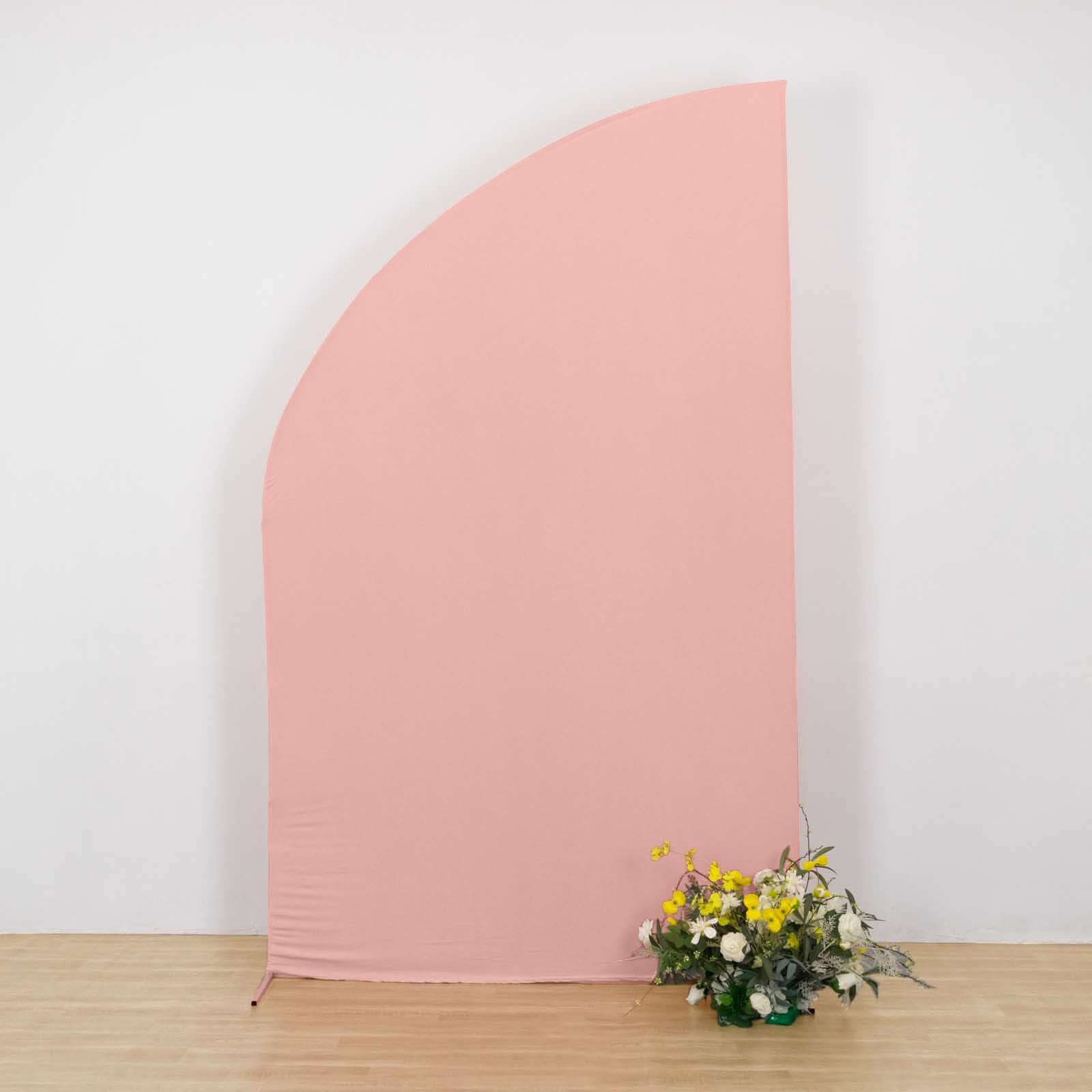 Hot Sale! 8ft Dusty Rose Spandex Fitted Cover for Half - Moon Wedding Backdrop Stand