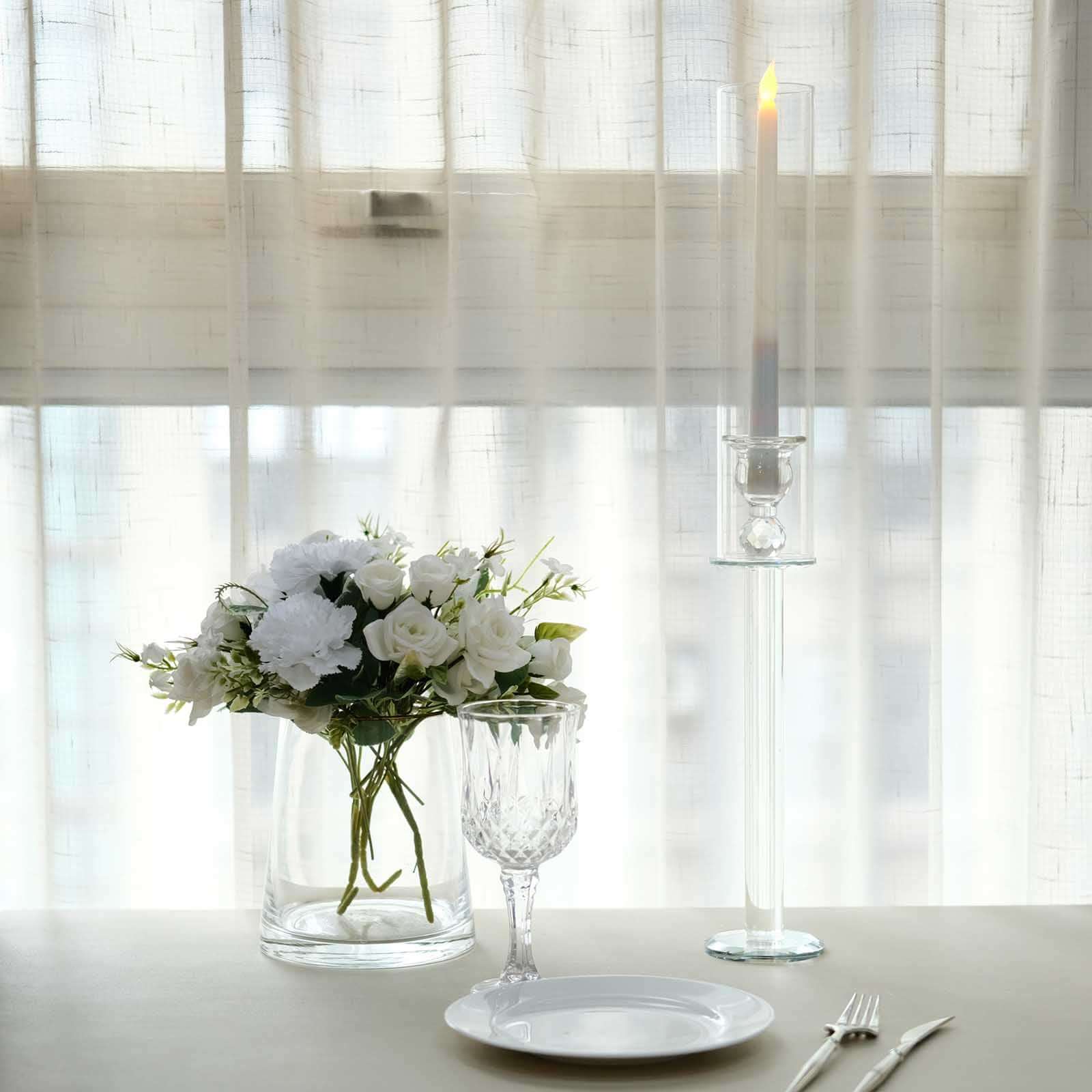 2-Pack Clear Crystal Glass Hurricane Taper Candle Holders, Ideal for Decor