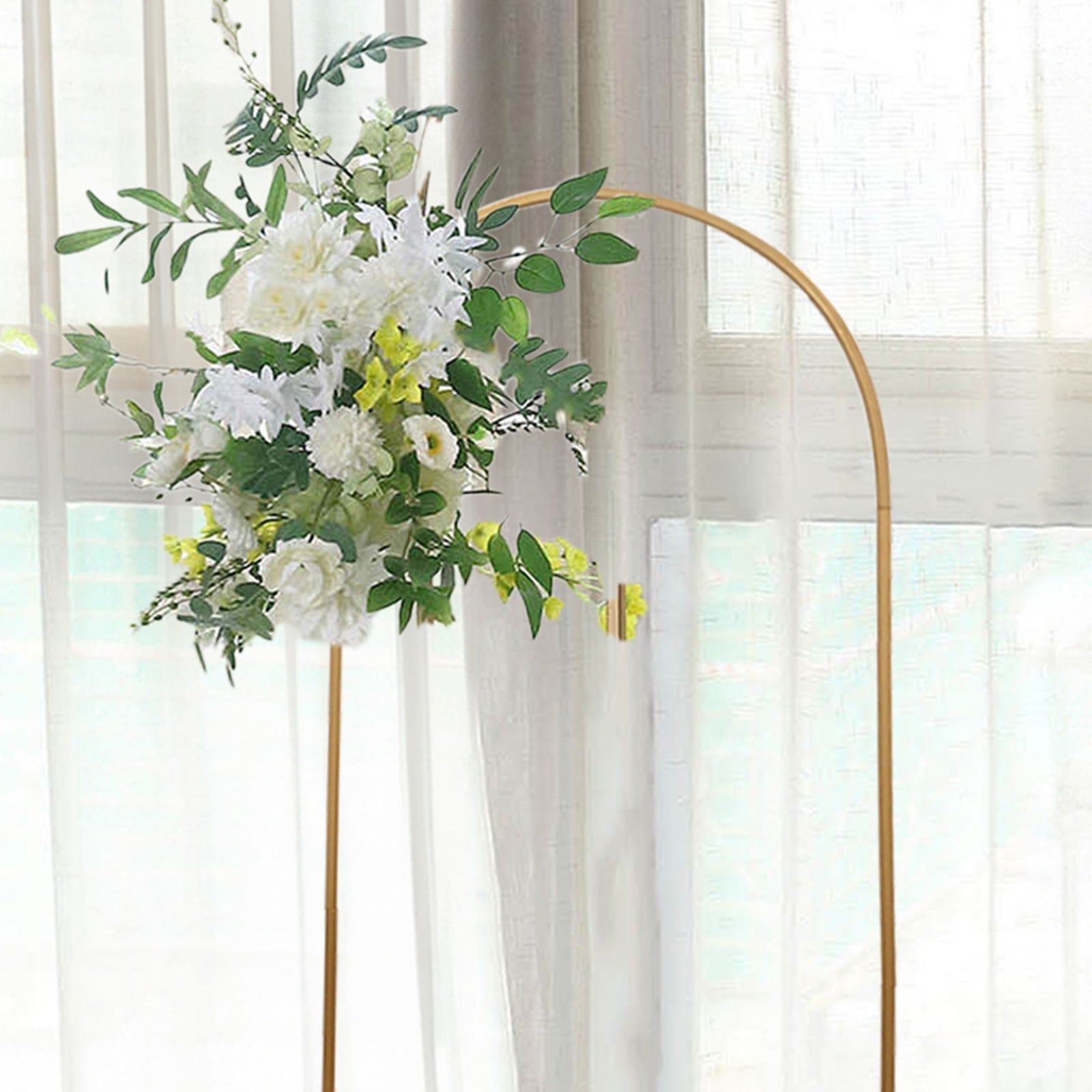 6ft Gold Metal Round Top Wedding Arch - Ideal for Ceremonies & Photos