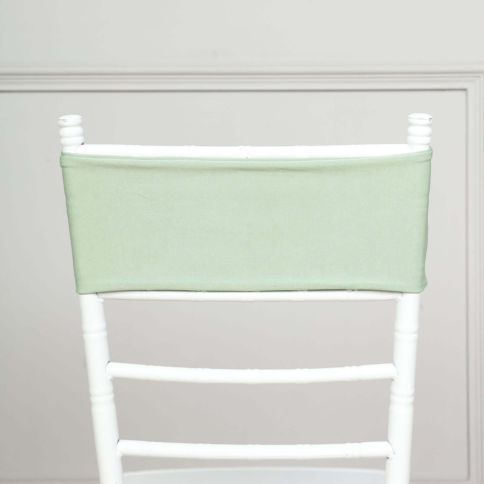 5-Pack Stretchable Spandex Chair Sashes in Sage Green - Ideal for Weddings and Events