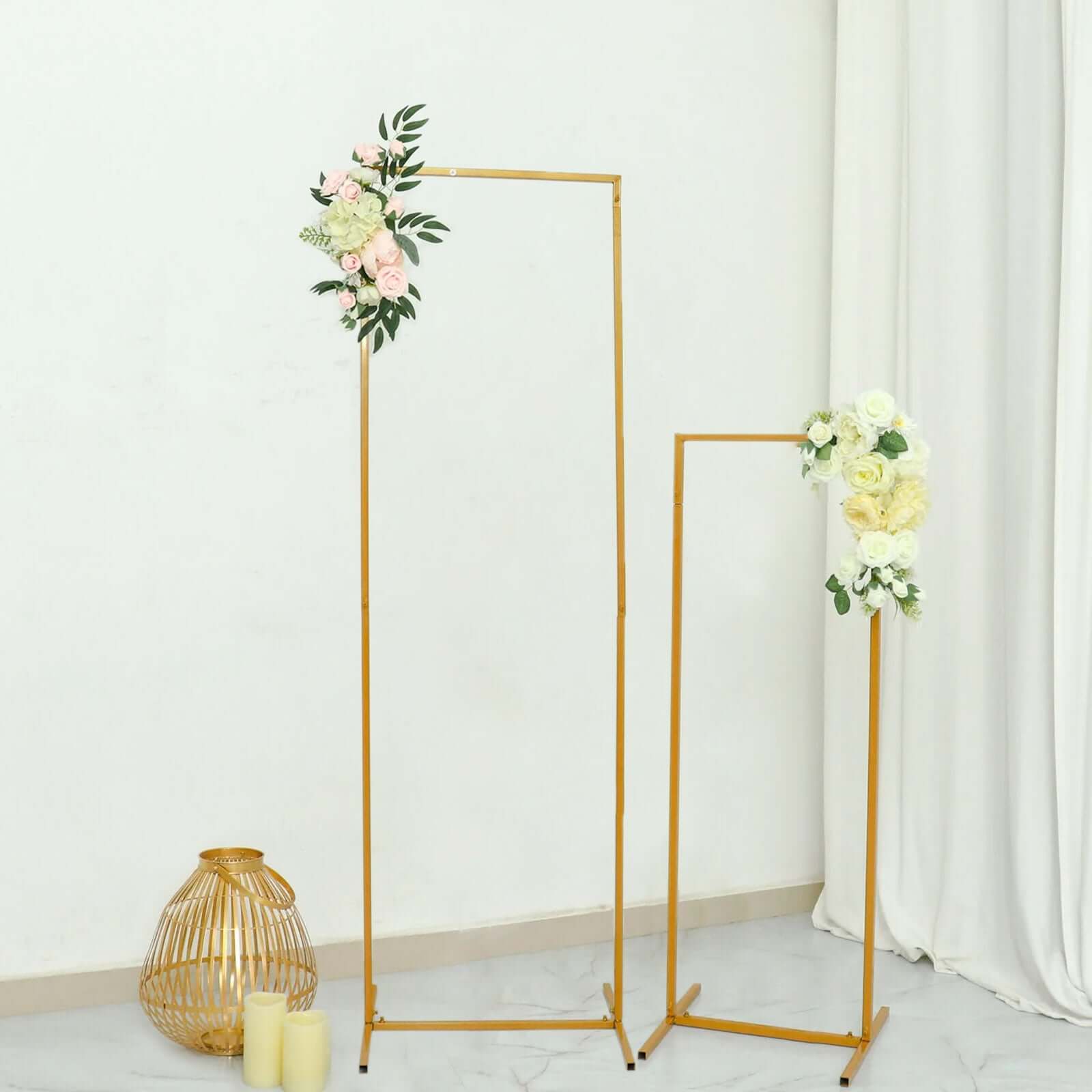 5.5ft Rectangular Gold Metal Frame for Wedding Arch, Floral Display