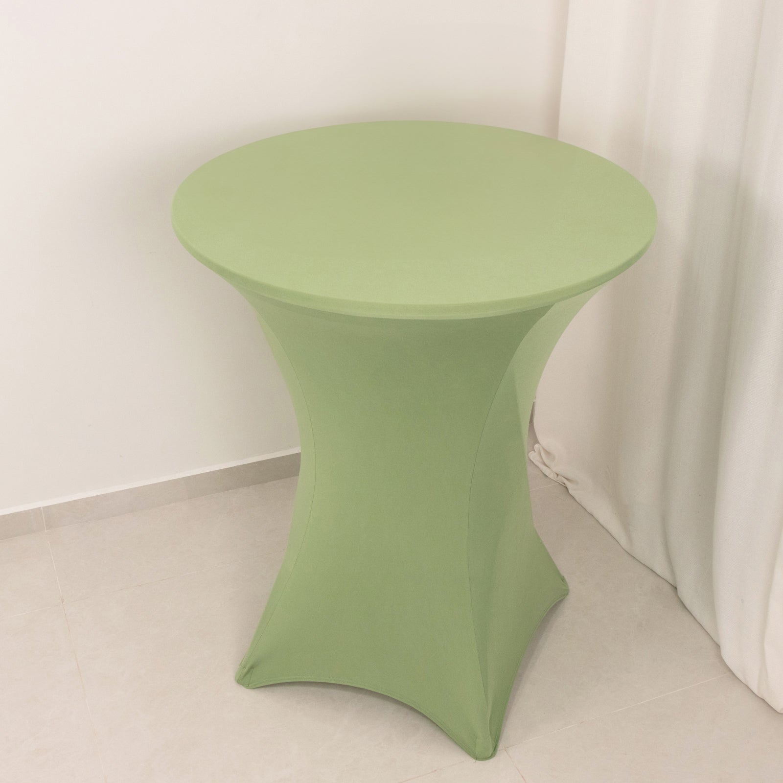 Sage Green Stretch Spandex Fitted Cocktail Table Cover for 33 - 36 Round Tables
