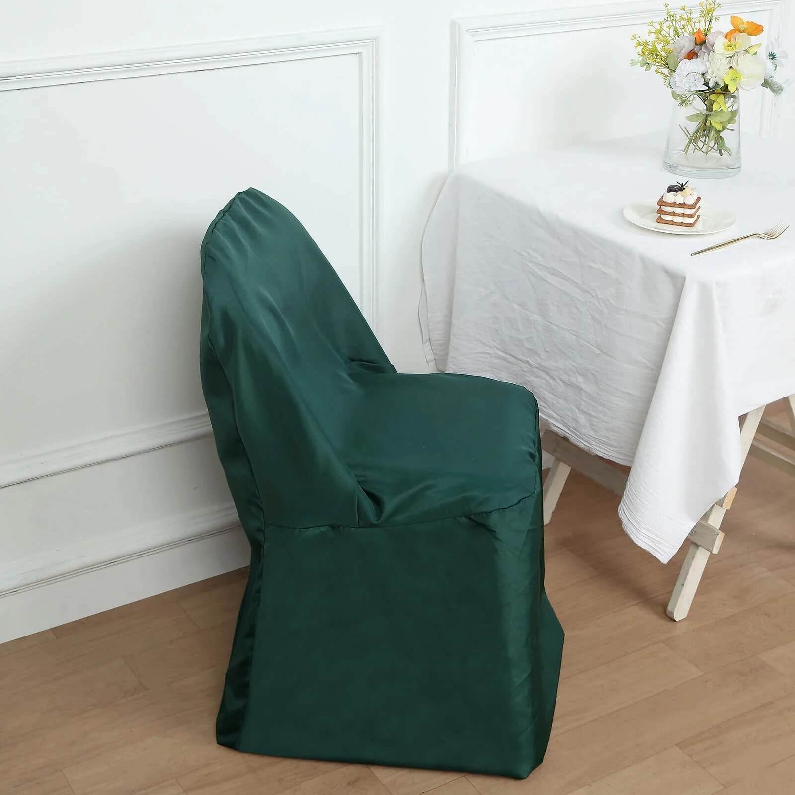 Hot Deal! 10-Piece Polyester Slip-On Chair Covers in Hunter Emerald Green, Wrinkle & Stain Resistant