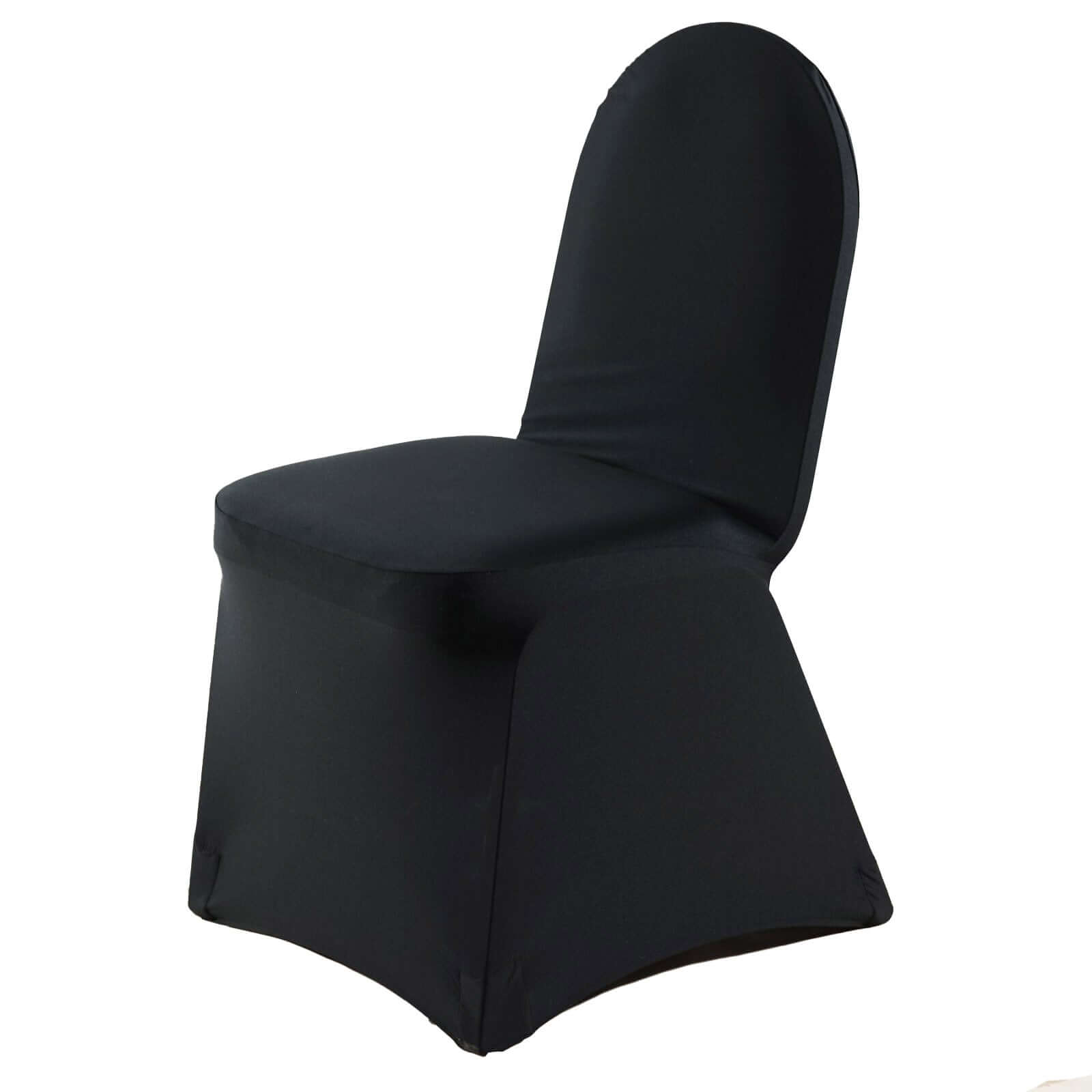 Black Premium Spandex Stretch Chair Cover with Foot Pockets for Banquets - 220GSM