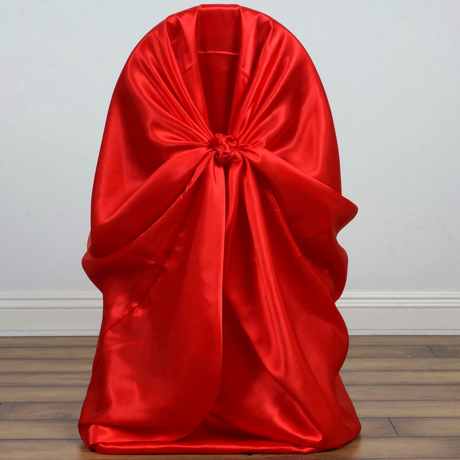 Red Satin Self-Tie Chair Cover - Universal Fit for Various Chairs, Durable and Stylish