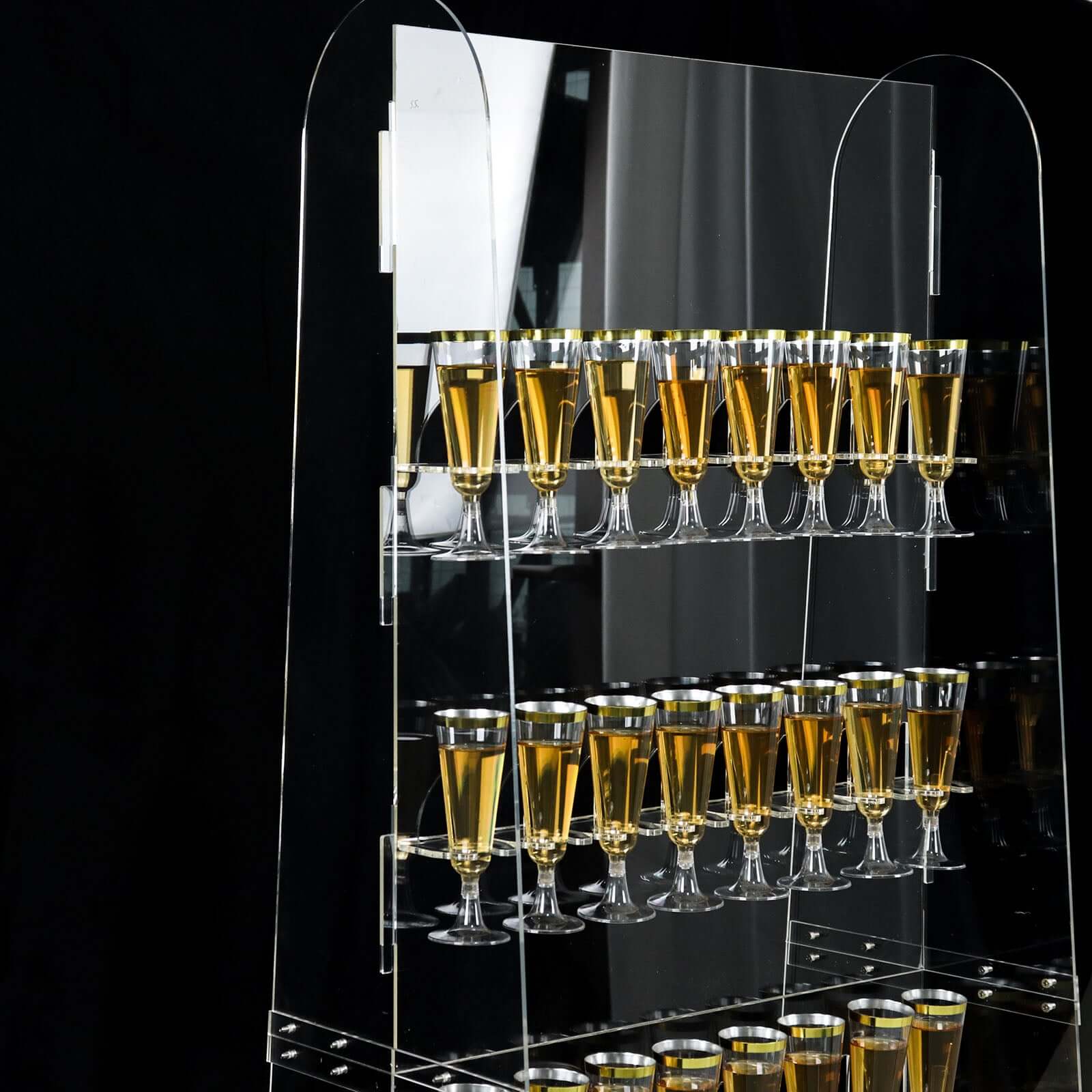 5-Foot Clear 5-Tier Acrylic Champagne Wall Glass Holder for 40 Stemware, Ideal for Classy Events