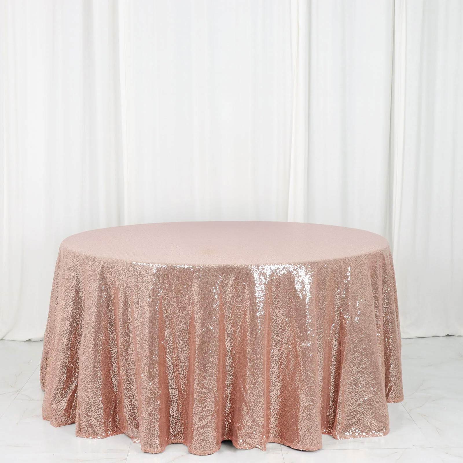 Hot! Seamless Rose Gold 120" Round Sequin Tablecloth