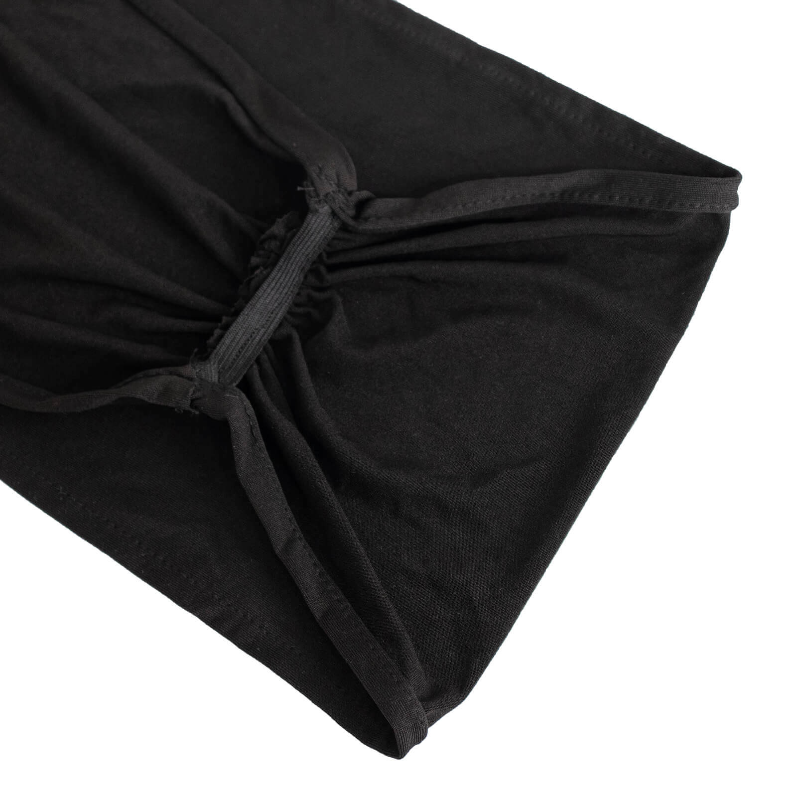 5-Pack Black Ruffled Spandex Chair Sashes - Wide, Stretchable and Easy-to-Use Decor Bands