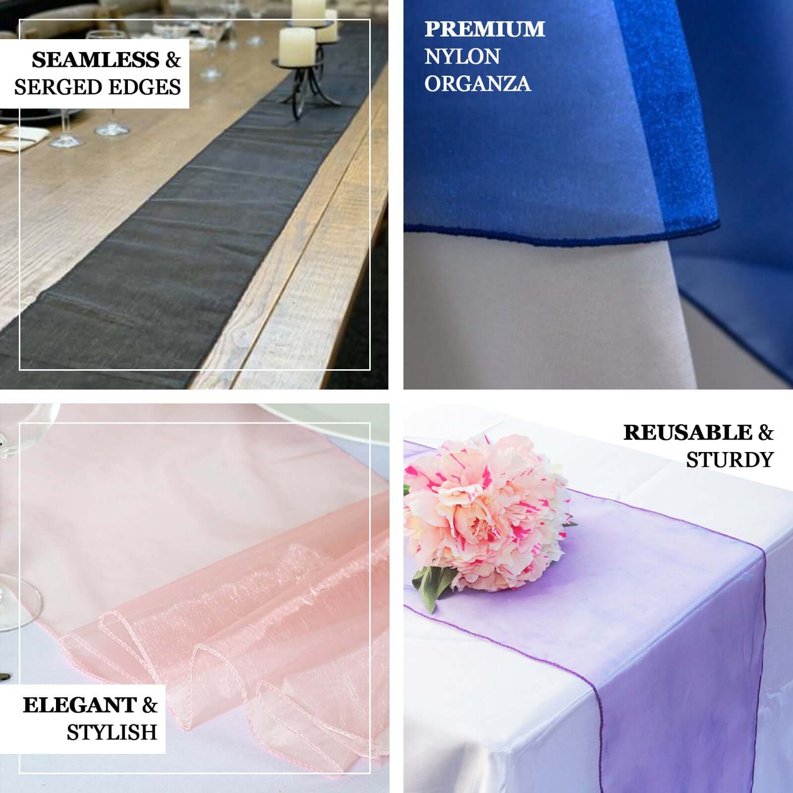 10-Piece Set of Gold Sheer Nylon Organza Table Runners, Ideal for Weddings