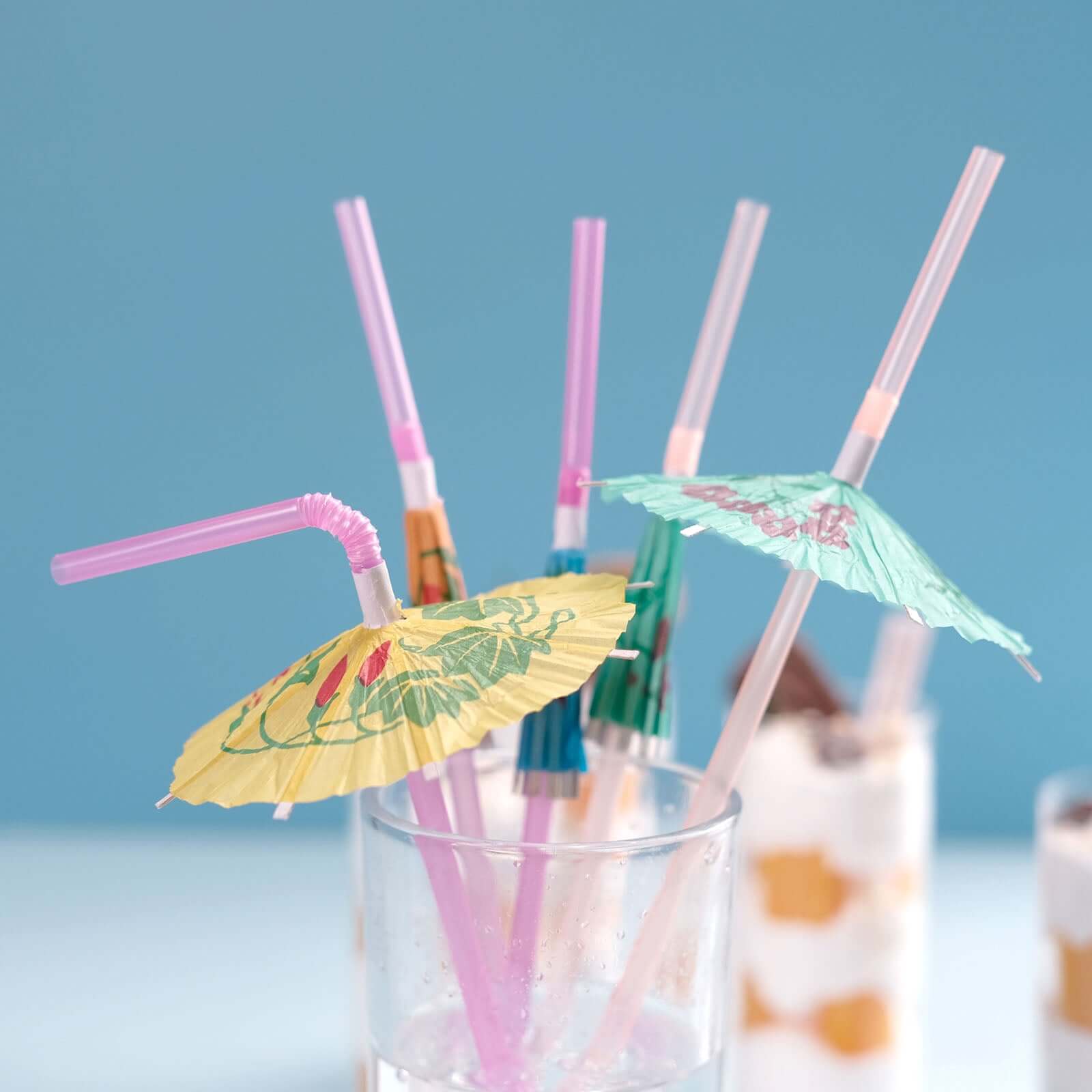 50-Pack Multi-Colored Disposable Umbrella Straws - Perfect for Tropical Parties