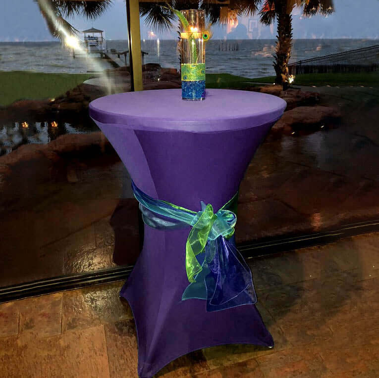 Purple Spandex Stretch Fitted Cocktail Table Cover for 24 - 32' Dia. Tables - Easy to Maintain