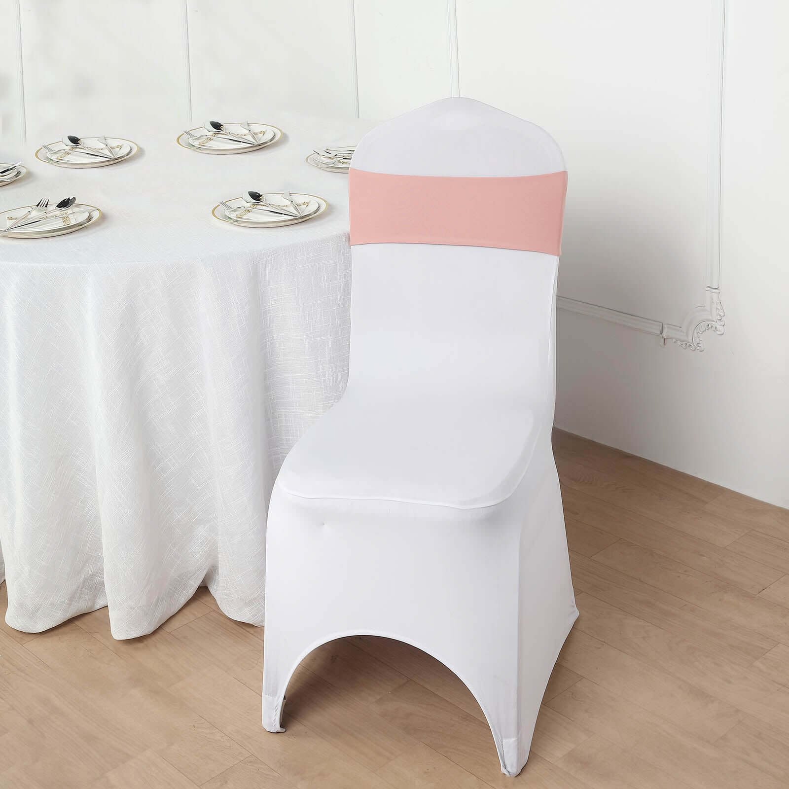Hot Deal! 5-Piece Set of Dusty Rose Stretch Spandex Chair Sashes for Weddings and Events
