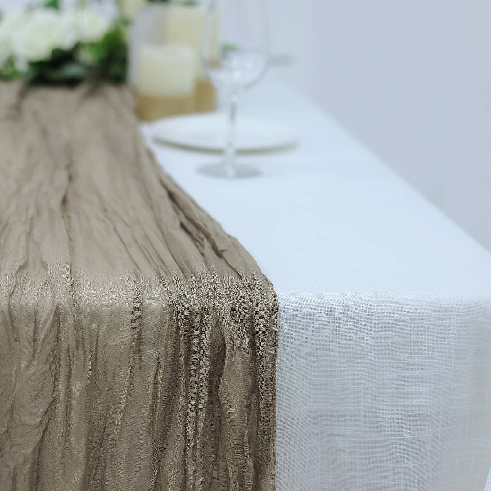 Get This 10ft Natural Gauze Cheesecloth Table Runner for Rustic Boho Decorations