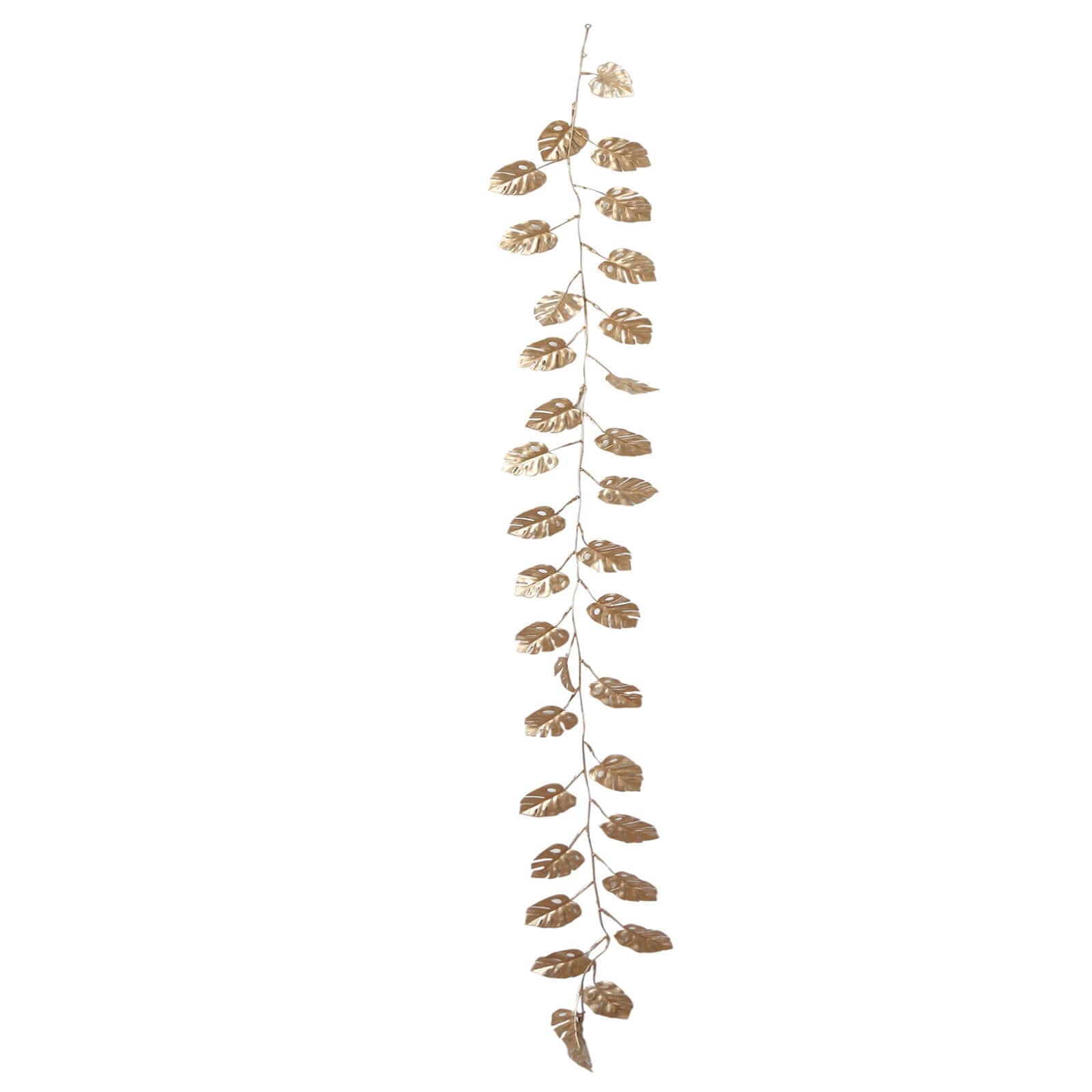 7ft Metallic Gold Artificial Monstera Hanging Vine - Faux Garland for Tropical & Boho Events