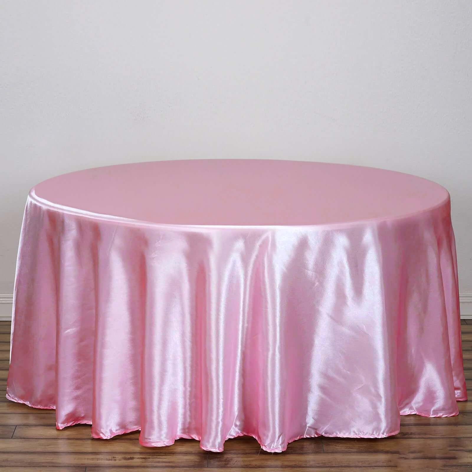 Pink Satin 120-Inch Round Seamless Tablecloth - Elegant and Stylish