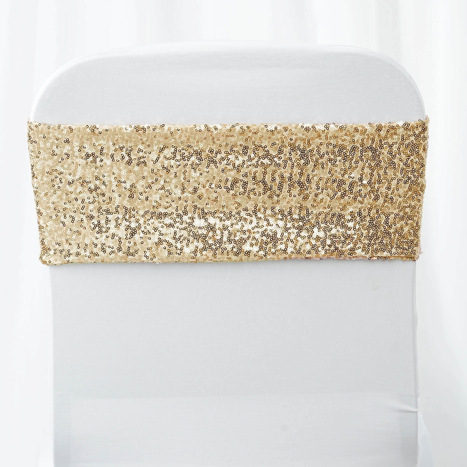 5-Piece Set of Champagne Sequin Spandex Stretch Chair Bands, Ideal for Decorations