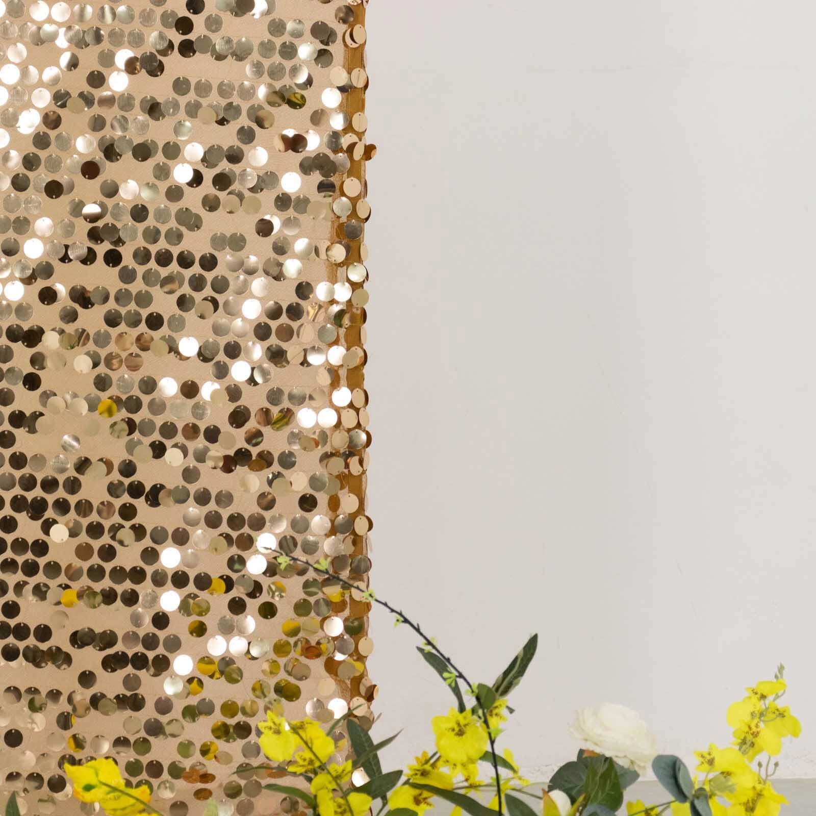 5ft Sparkly Gold Sequin Fitted Cover for Round Top Wedding Arch - Premium Deal