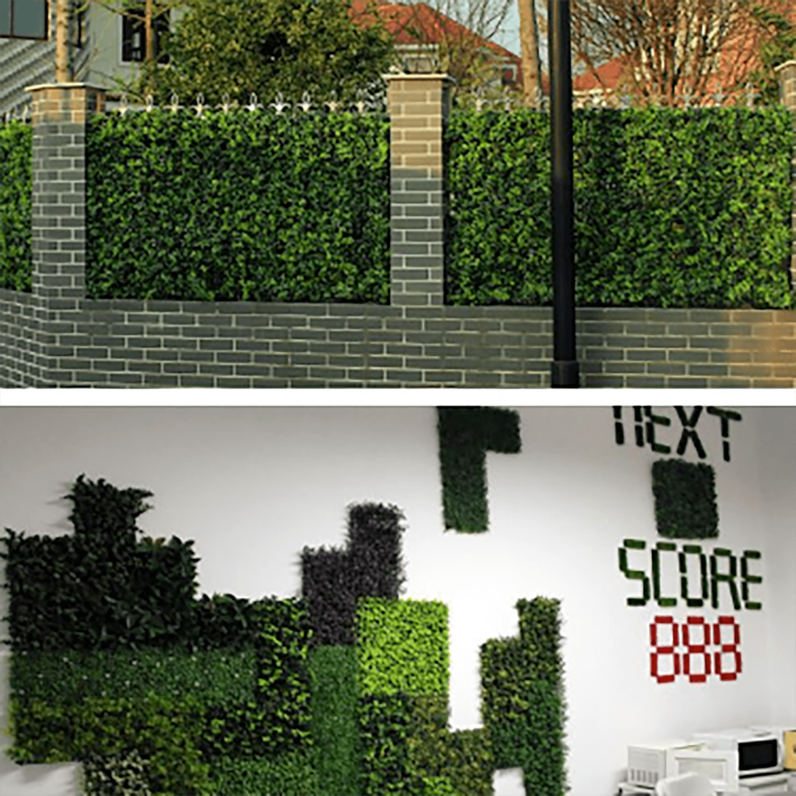 11 Sq ft. Artificial Dark Green Boxwood Hedge Mat - Set of 4 Panels