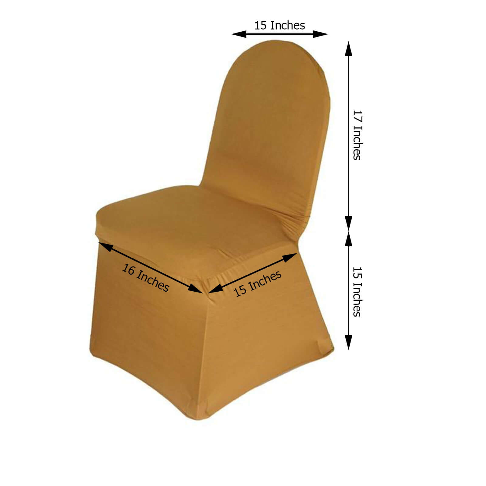 Luxe Gold Spandex Chair Cover with Metallic Shimmer Tinsel Back for Weddings & Parties