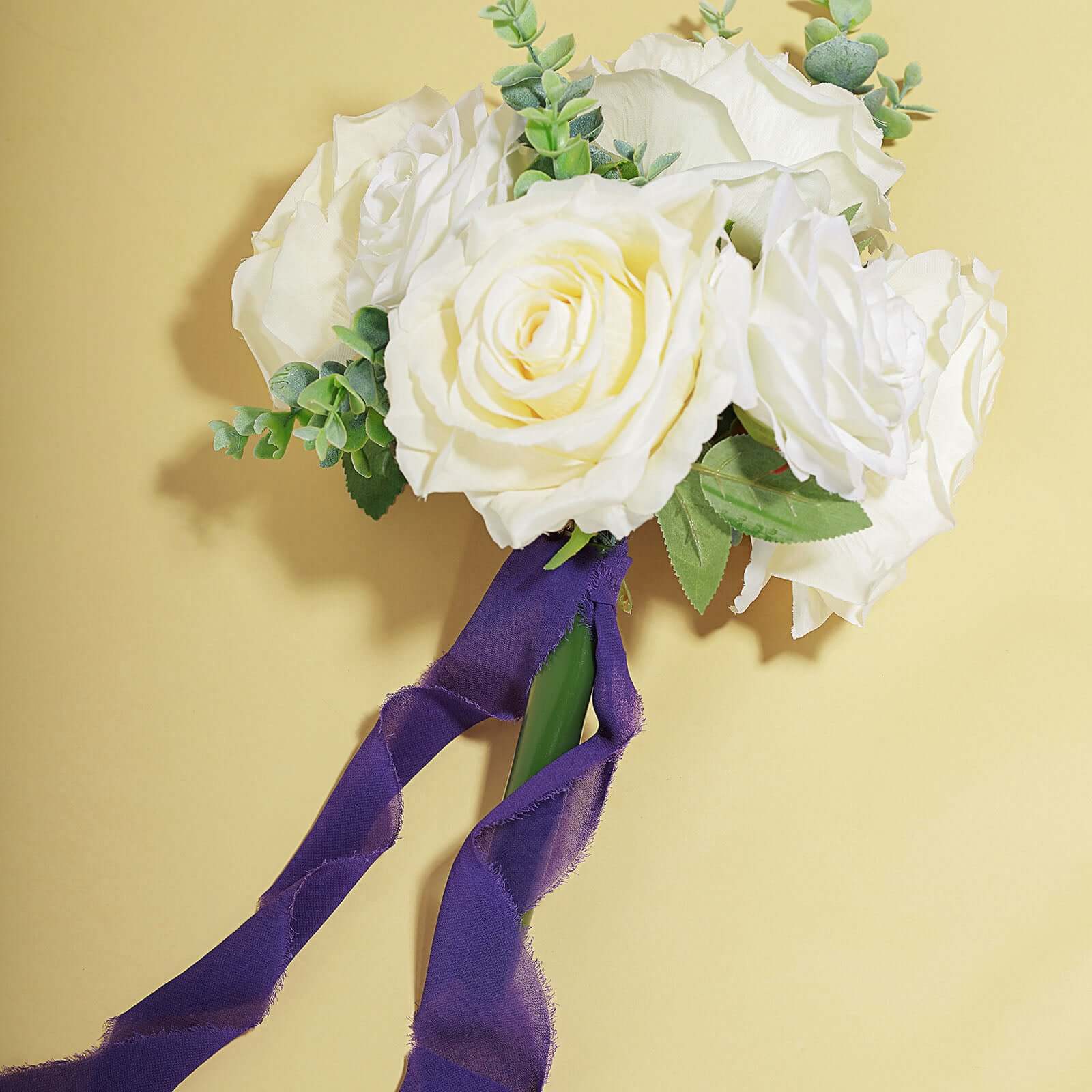 2-Pack 6-Yard Purple Silk-Like Chiffon Linen Ribbon Rolls for Wedding Decor & Gift Wrapping