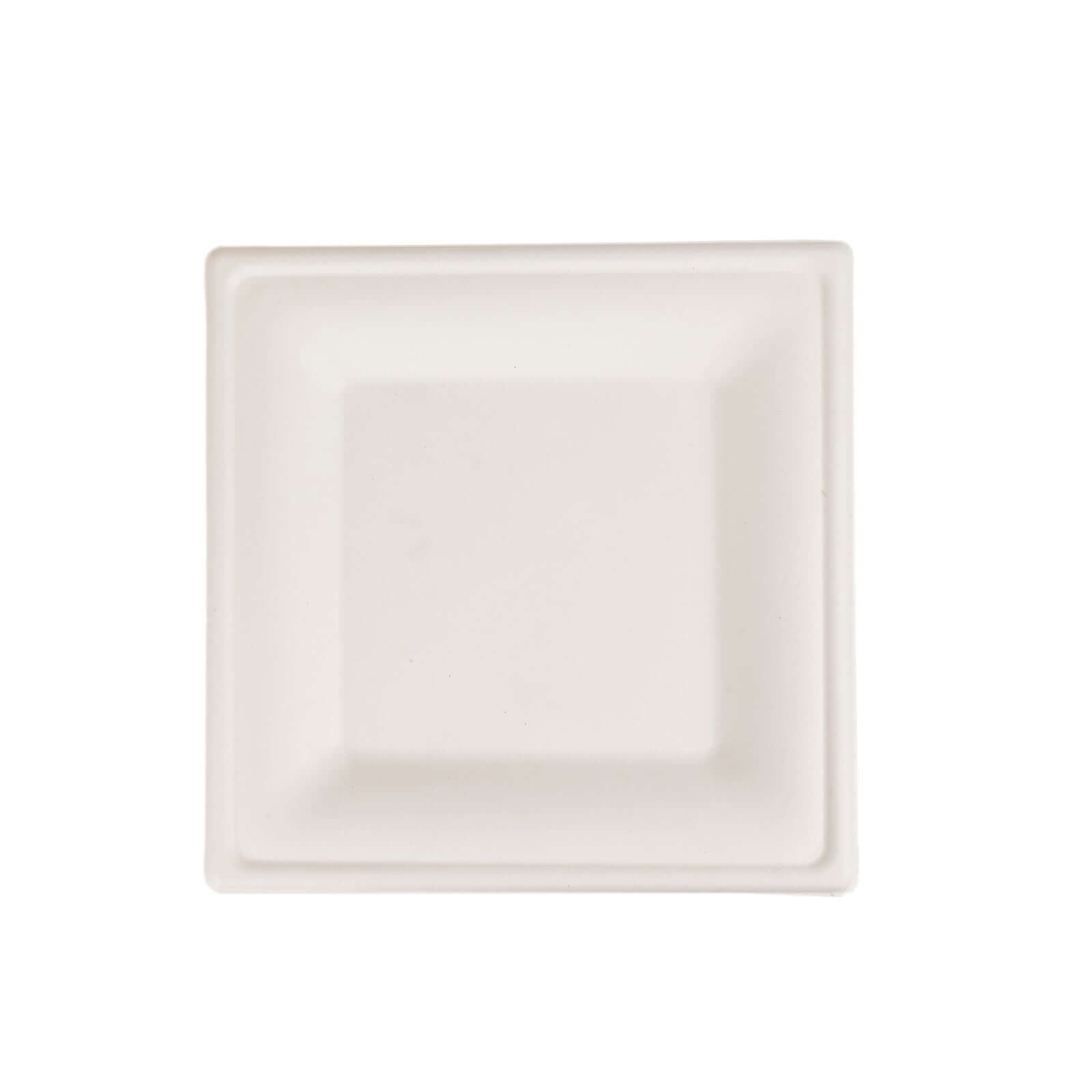 50-Piece Set of White Wide-Rimmed Square 10-Inch Bagasse Dinner Plates - Eco-Friendly for Events