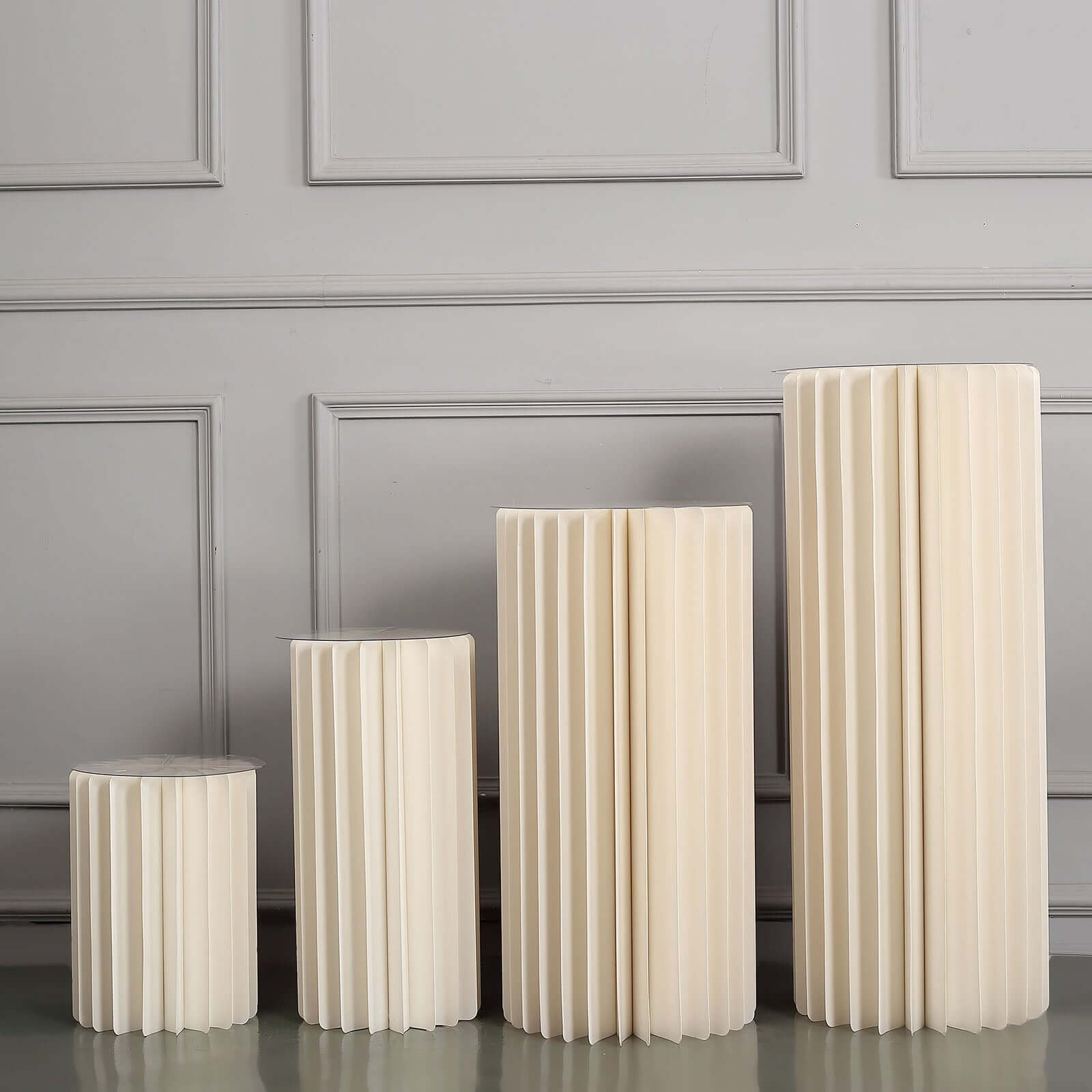 Hot Sale! 24-Inch Ivory Cylinder Display Column Stand with PVC Top Plate for Events