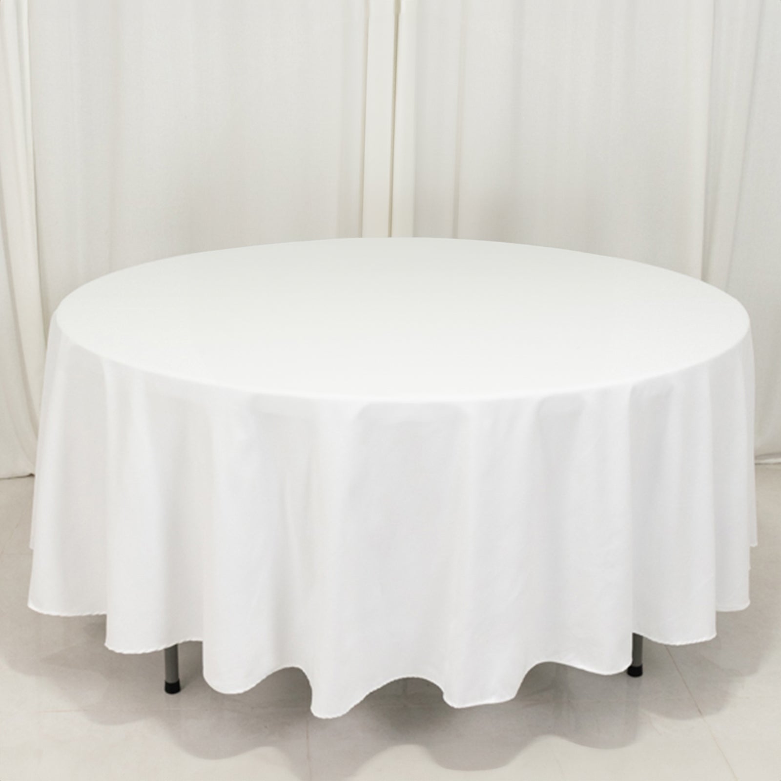 Wrinkle-Resistant White 108-Inch Cotton Blend Round Tablecloth for Various Table Settings